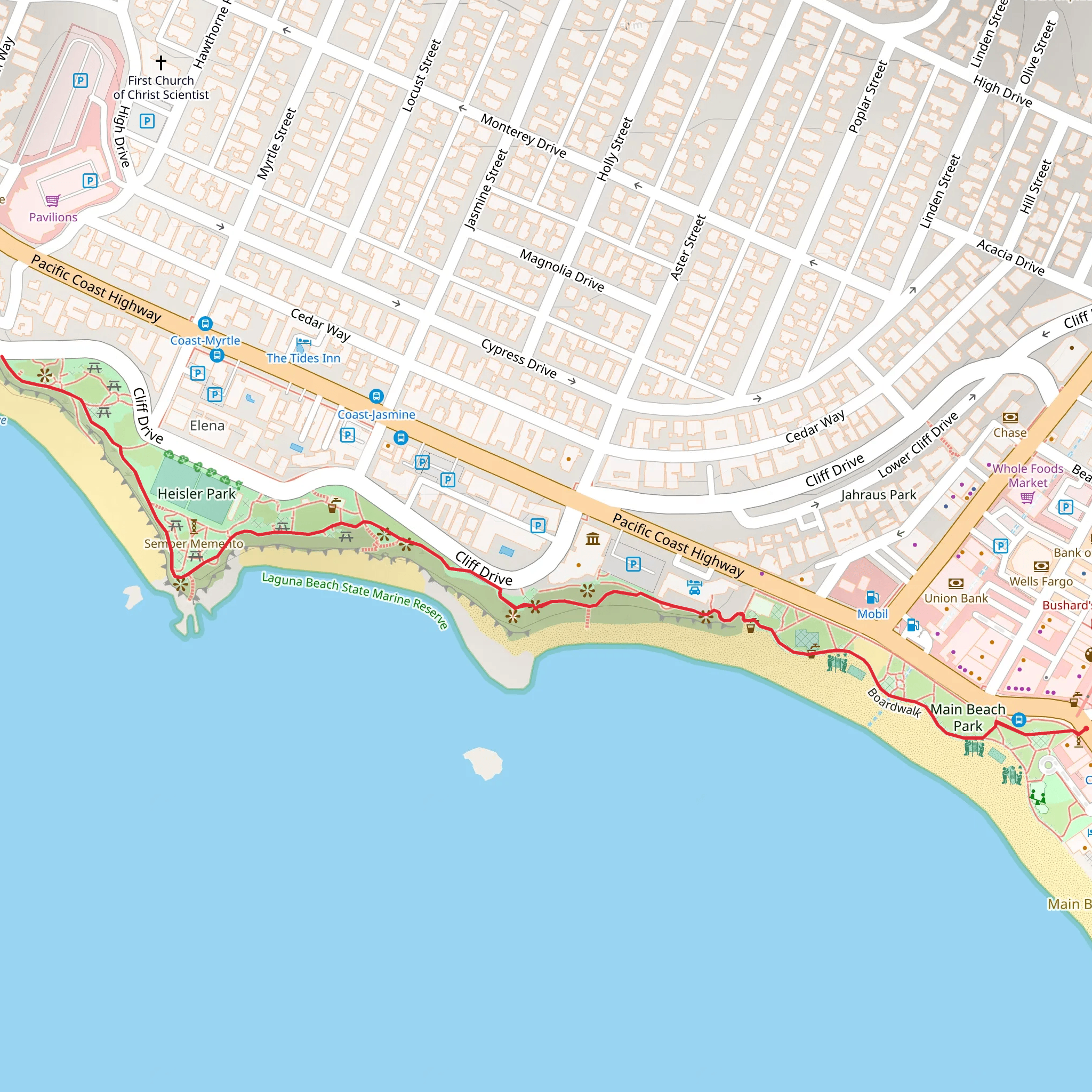 Laguna Beach Boardwalk Trail mobile static map