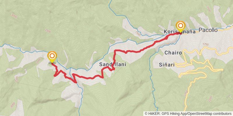El Choro Trek stage 3 Map
