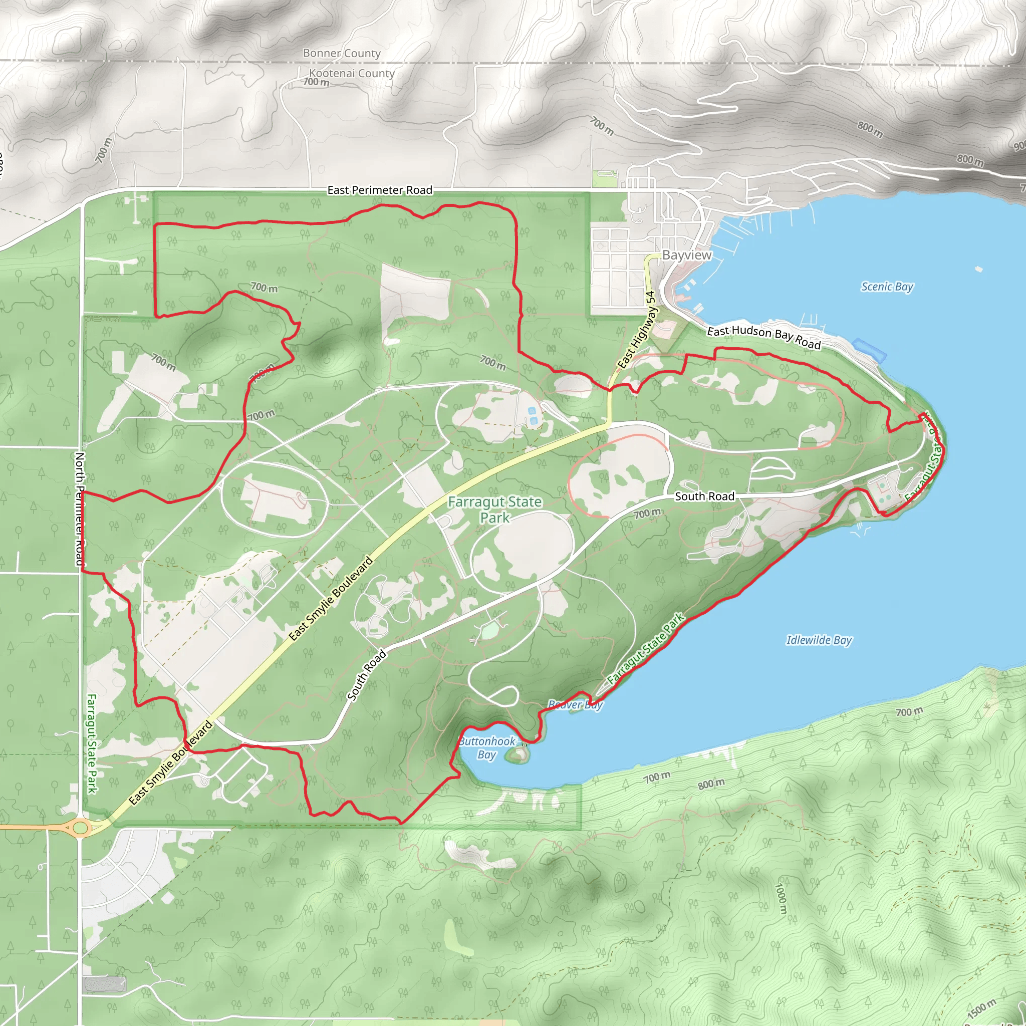 Farragut State Park Loop - Long mobile static map