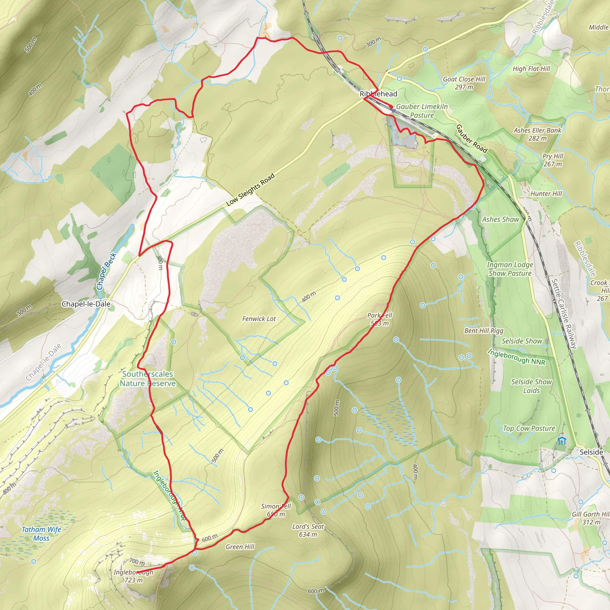 Ribblehead, Park Fell and Celtic Hut Circle Loop mobile static map