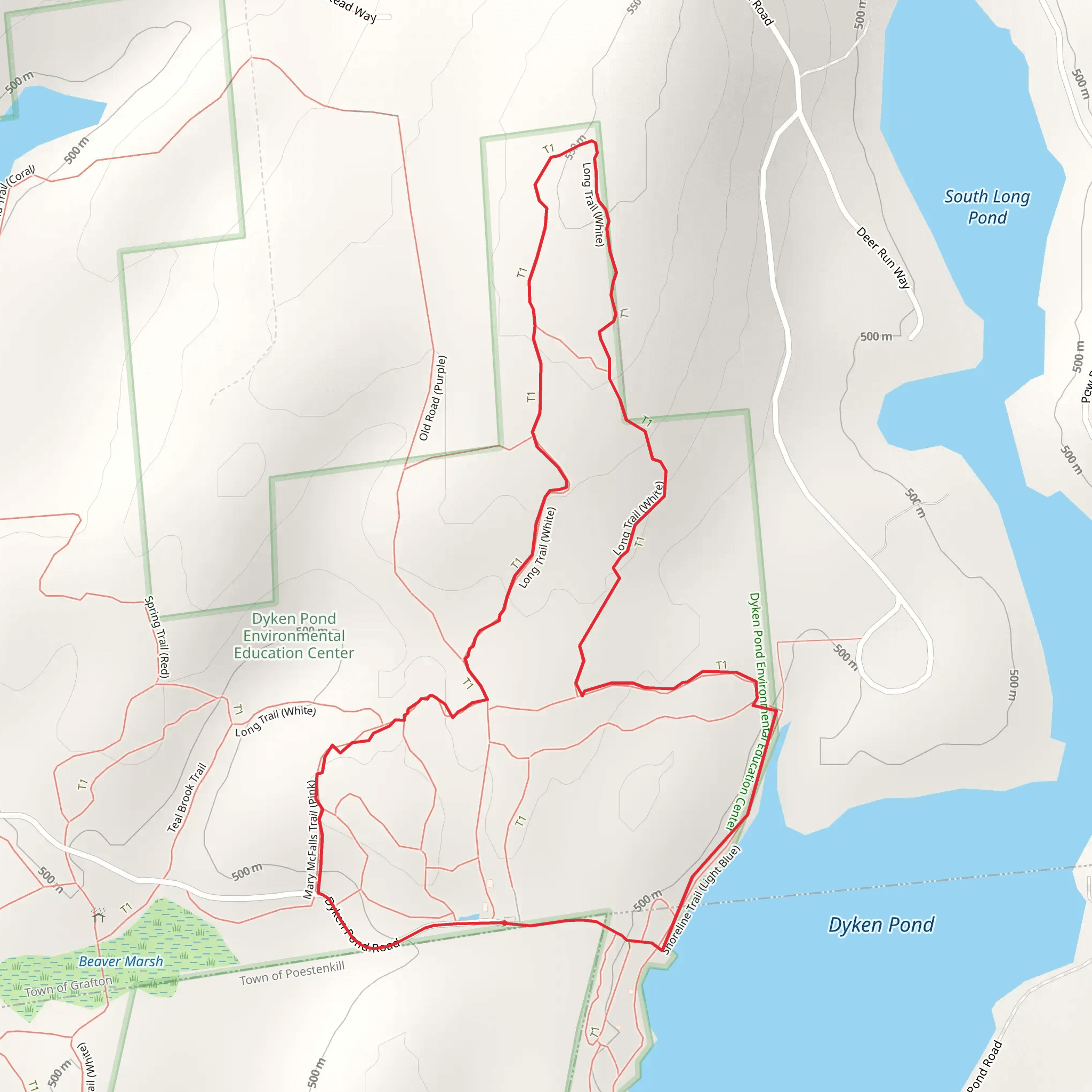 Long Trail at Dyken Pond Center Loop mobile static map