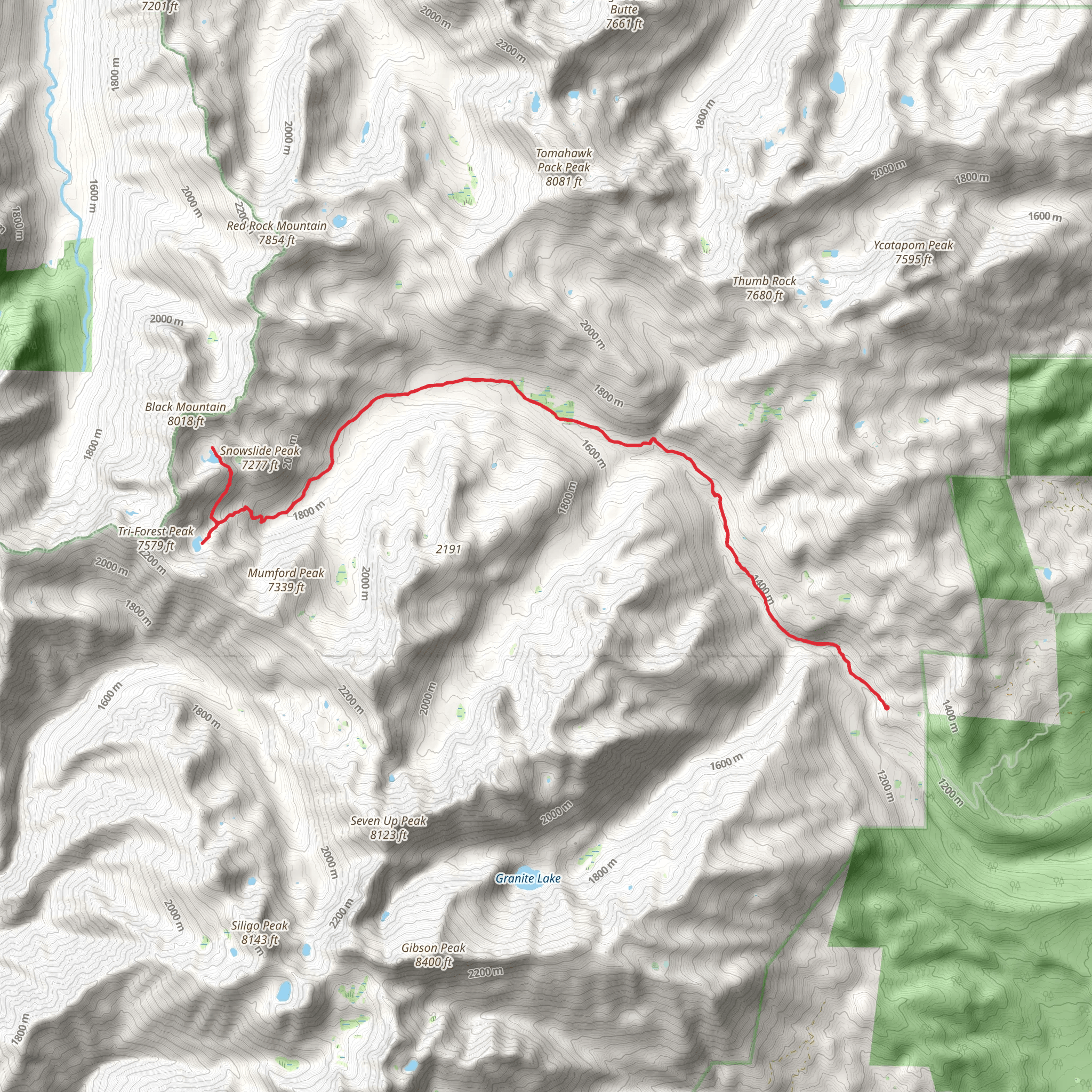 Horseshoe and Ward Lakes via Swift Creek Trail mobile static map