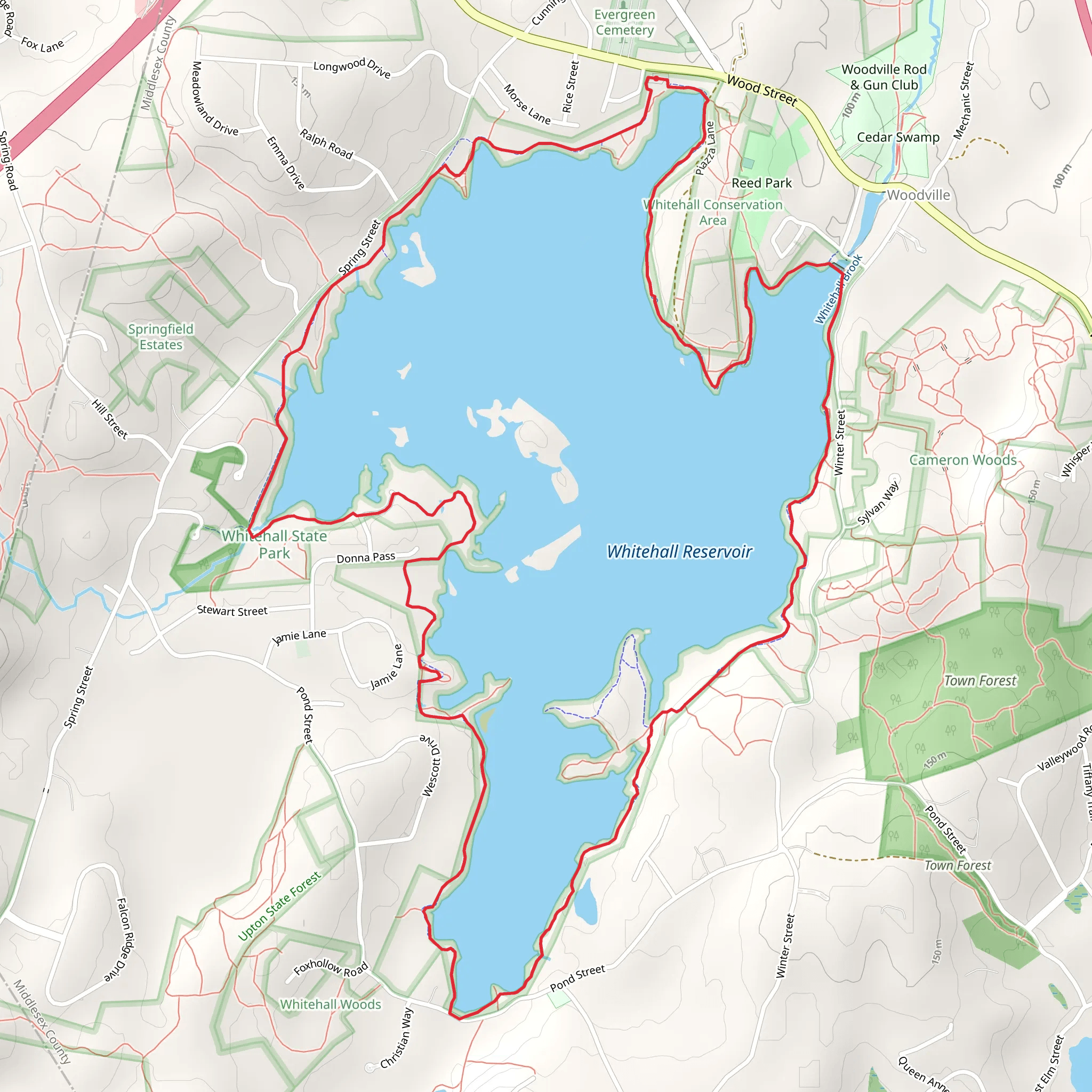 Whitehall Reservoir Loop via Whitehall Yellow Trail mobile static map