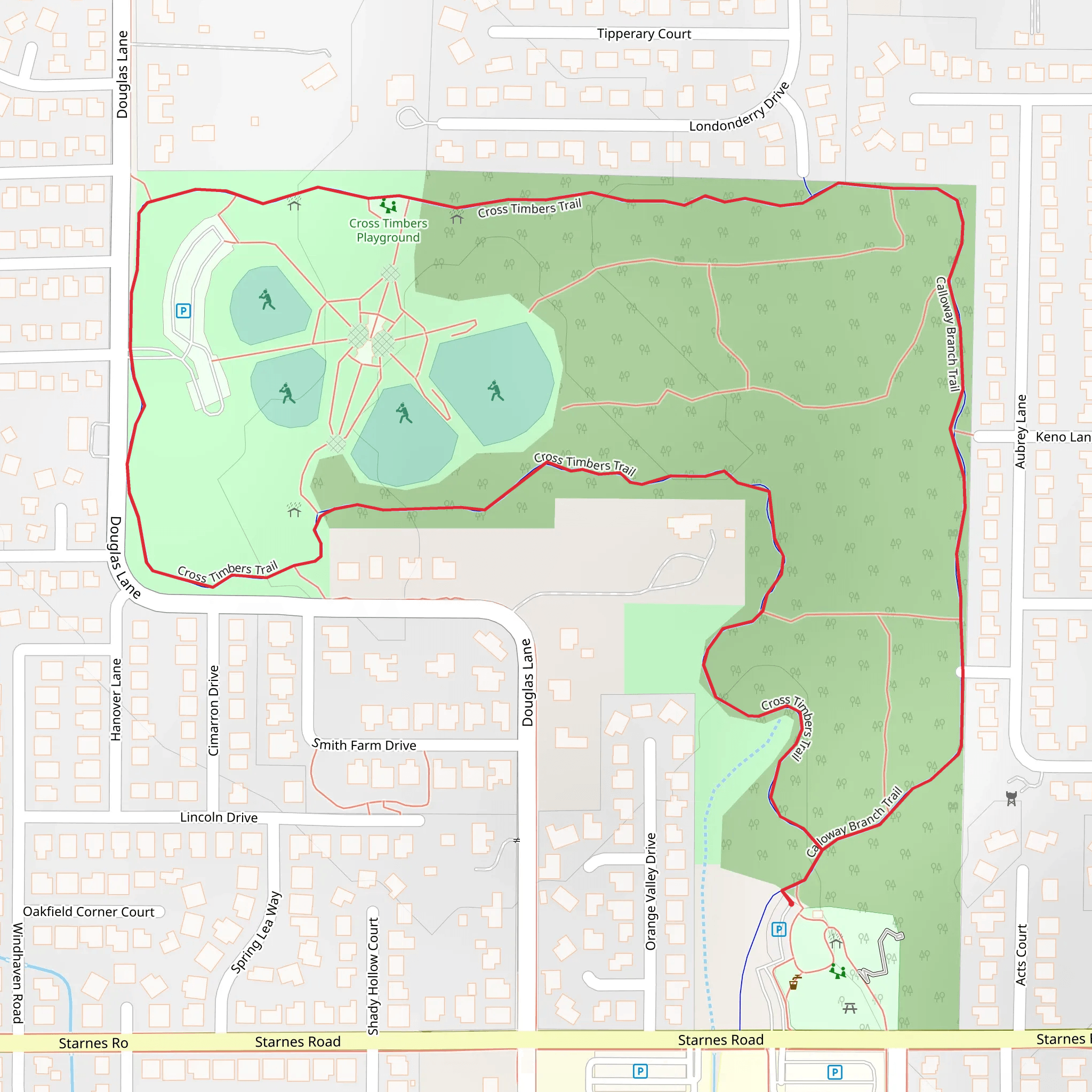 Cross Timbers Park Loop mobile static map