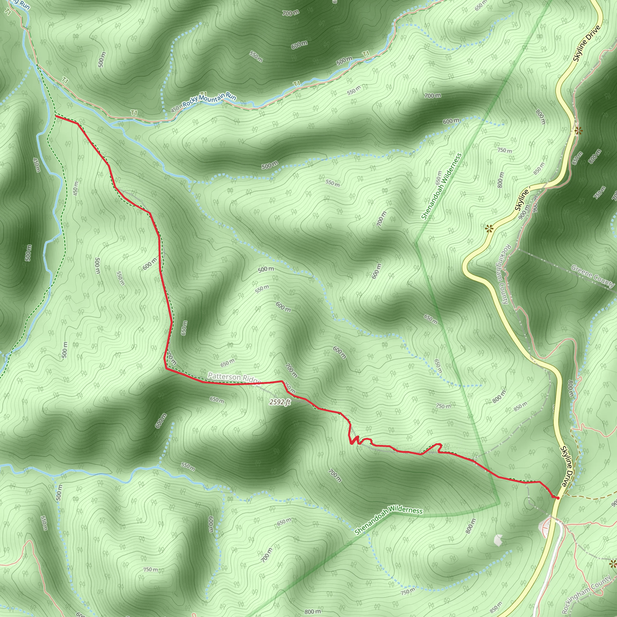 Patterson Ridge Trail mobile static map