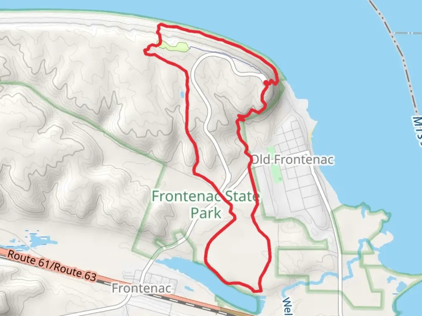 An image depicting the trail Pleasant Valley Lakelet - Frontenac State Park Loop and its surrounding area.