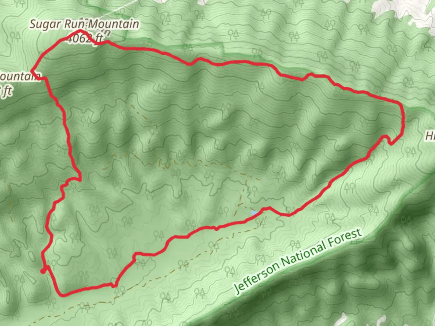 An image depicting the trail Sugar Run Mountain - Appalachian Trail and its surrounding area.