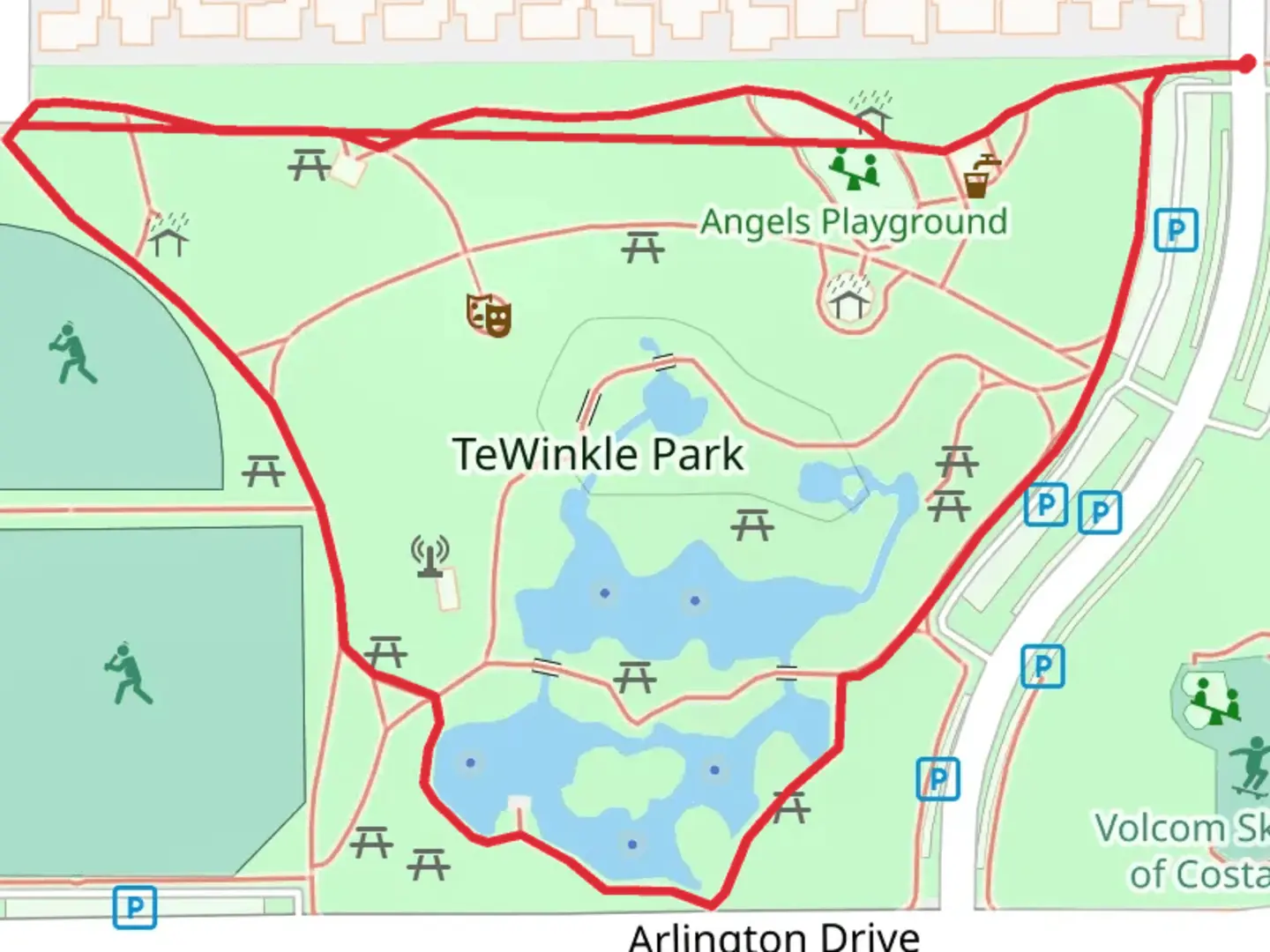 An image depicting the trail Te Winkle Park Loop and its surrounding area.