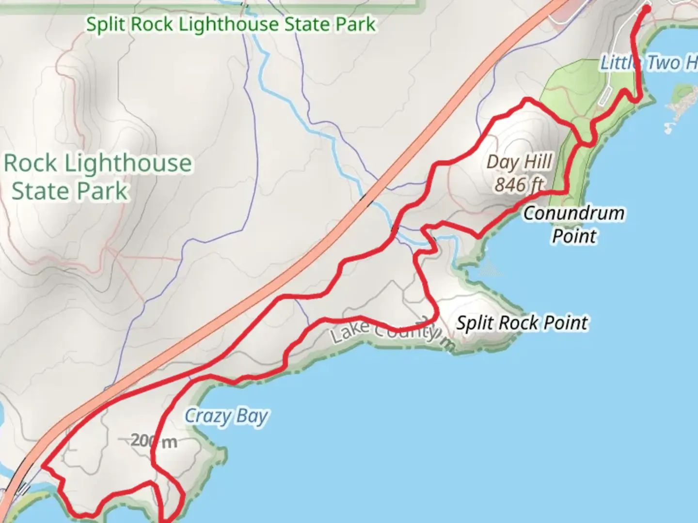 An image depicting the trail Gitchi-Gami State and Superior Hiking Loop Trail and its surrounding area.