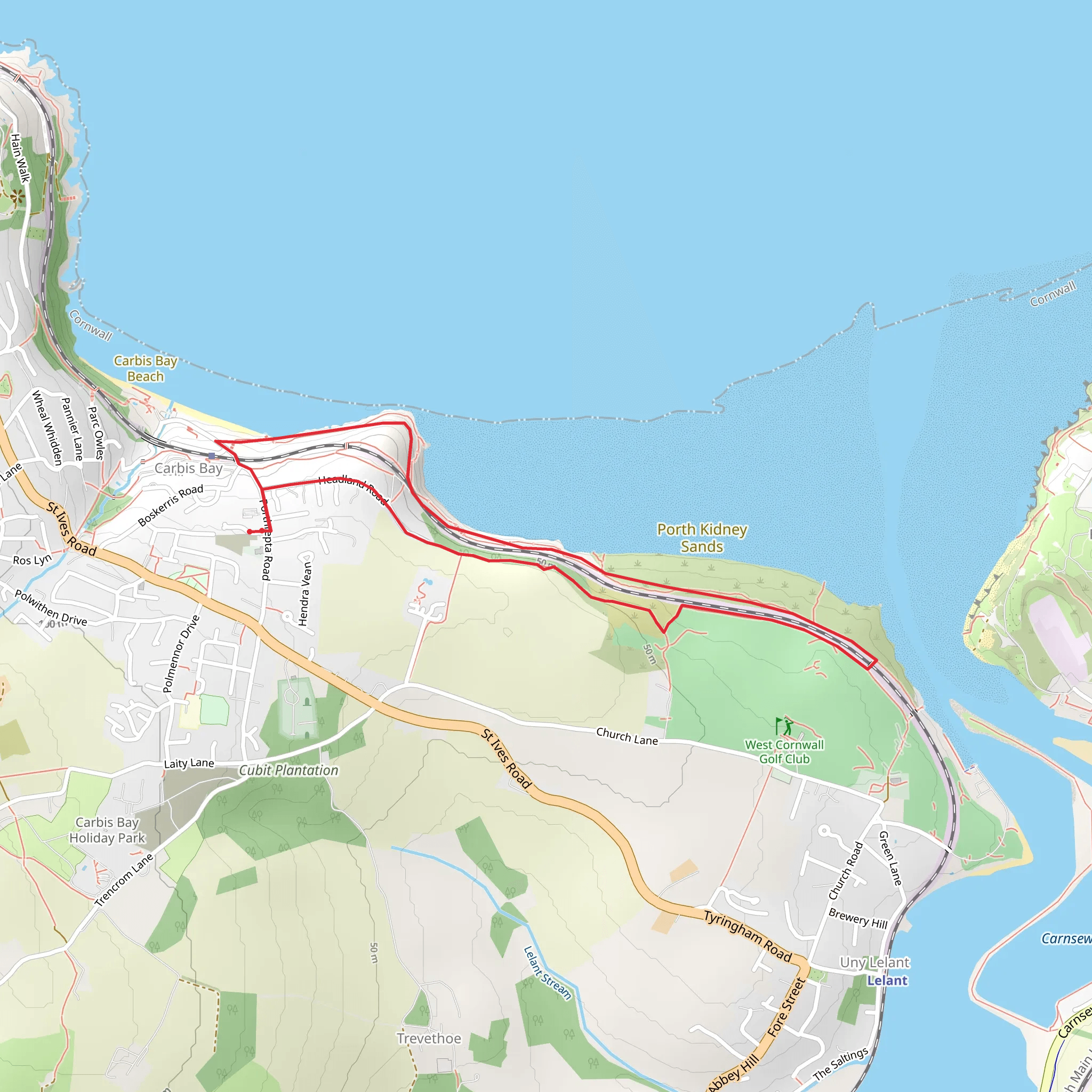 Carbis Bay and Porthkidney Sands Circular Walk mobile static map