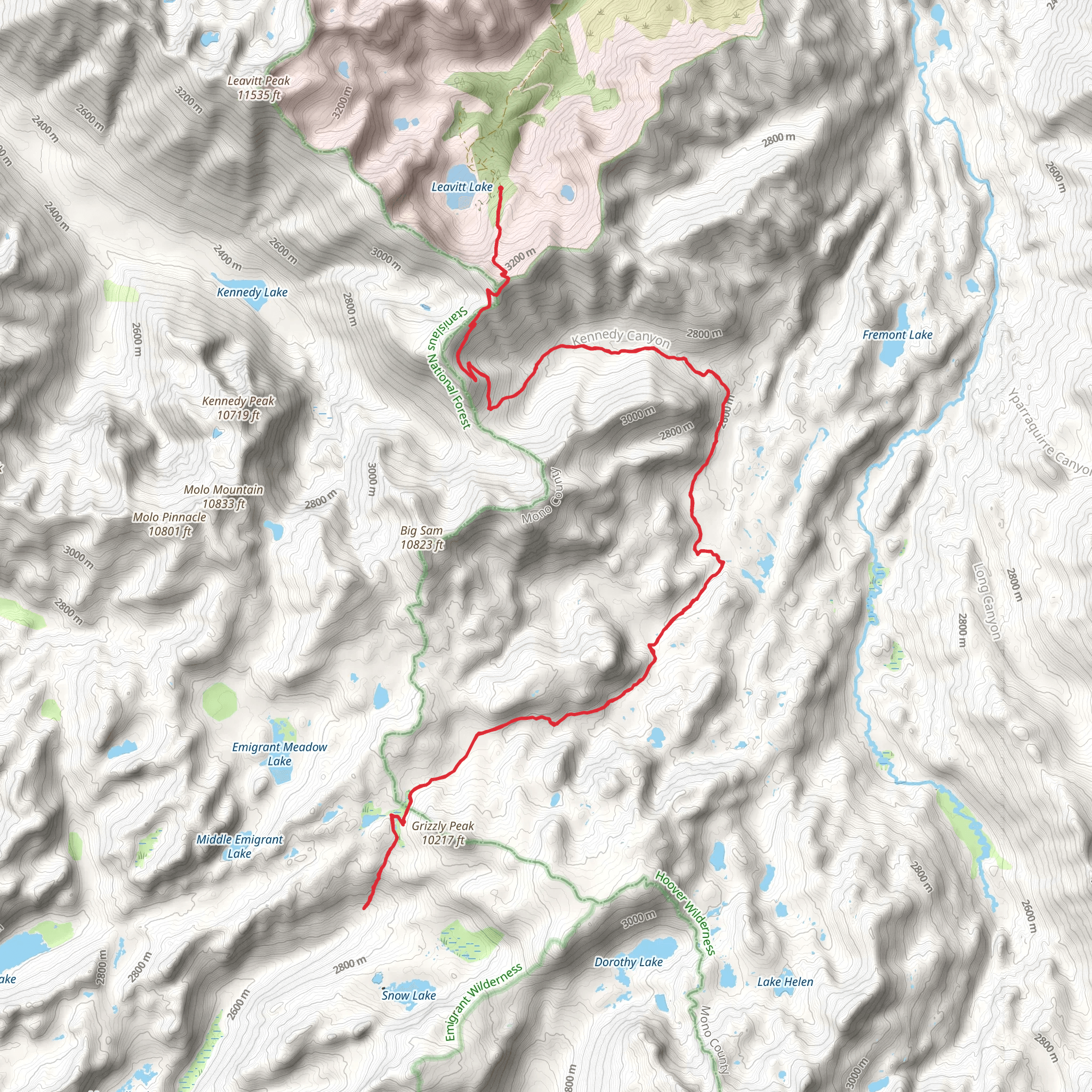 Grizzly Meadow via Pacific Crest National Scenic Trail mobile static map