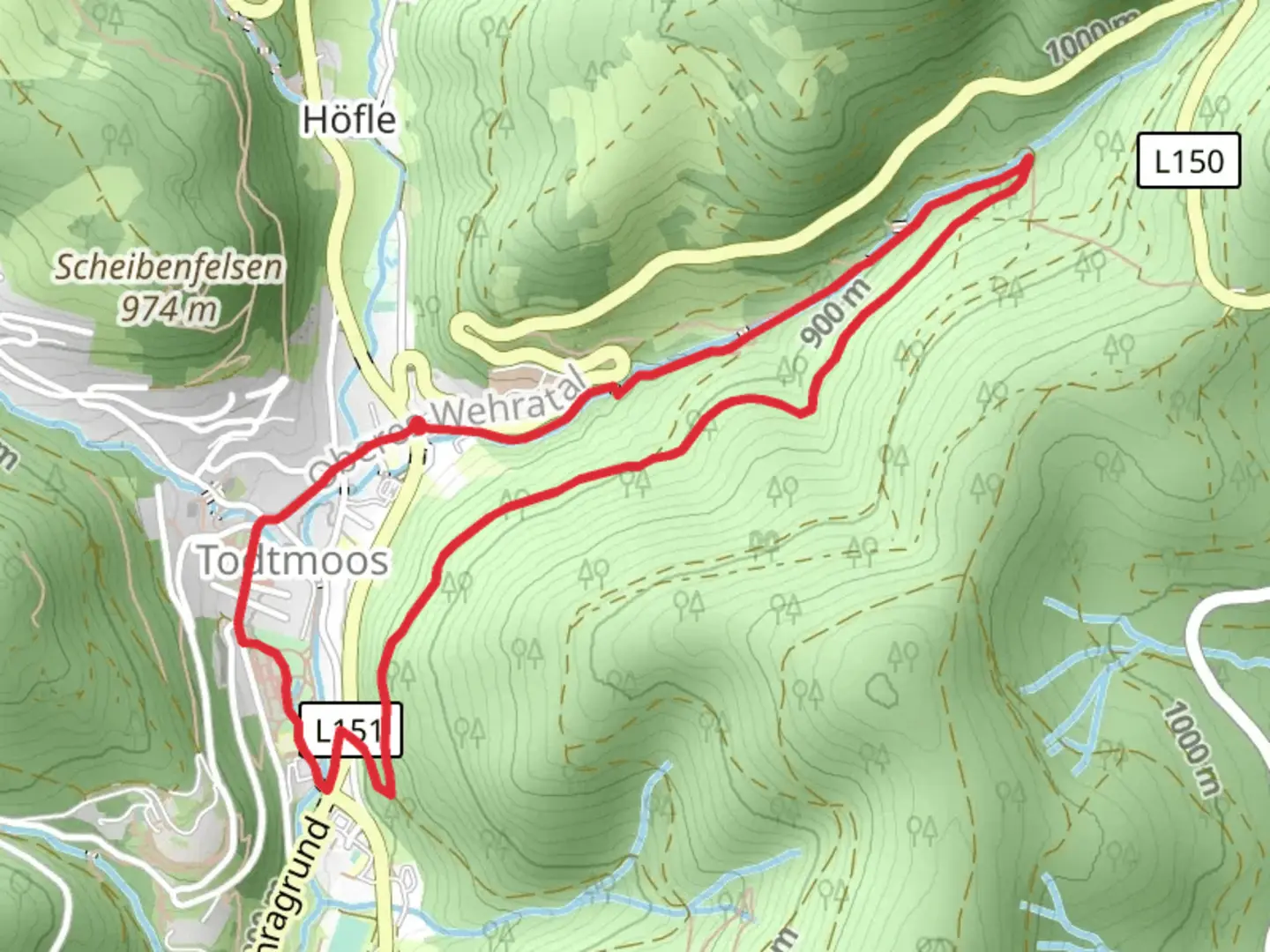An image depicting the trail Hohwehraschlucht and Häuslehaldenweg Loop from Todtmoos and its surrounding area.