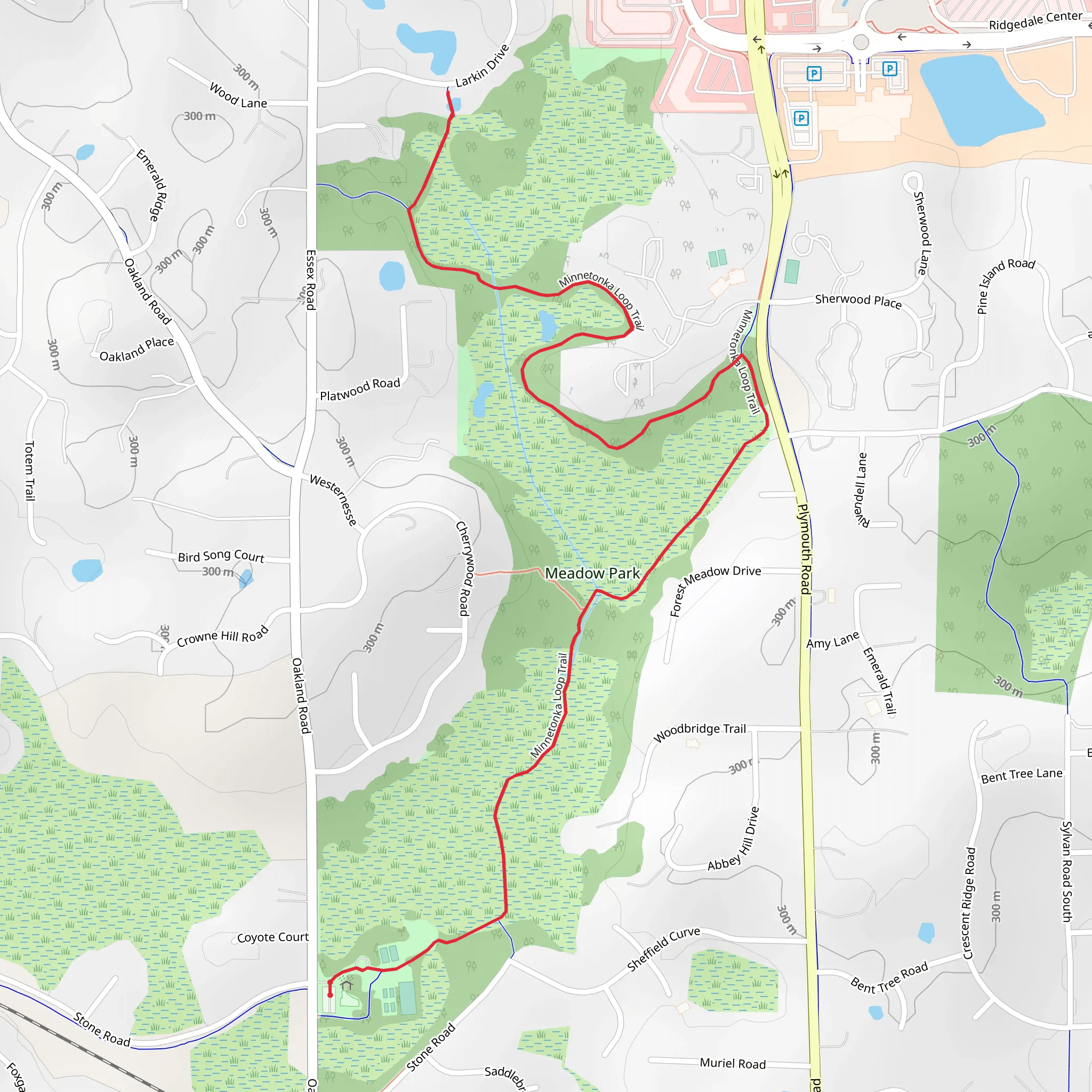 Minnetonka Loop Trail in Meadow Park mobile static map