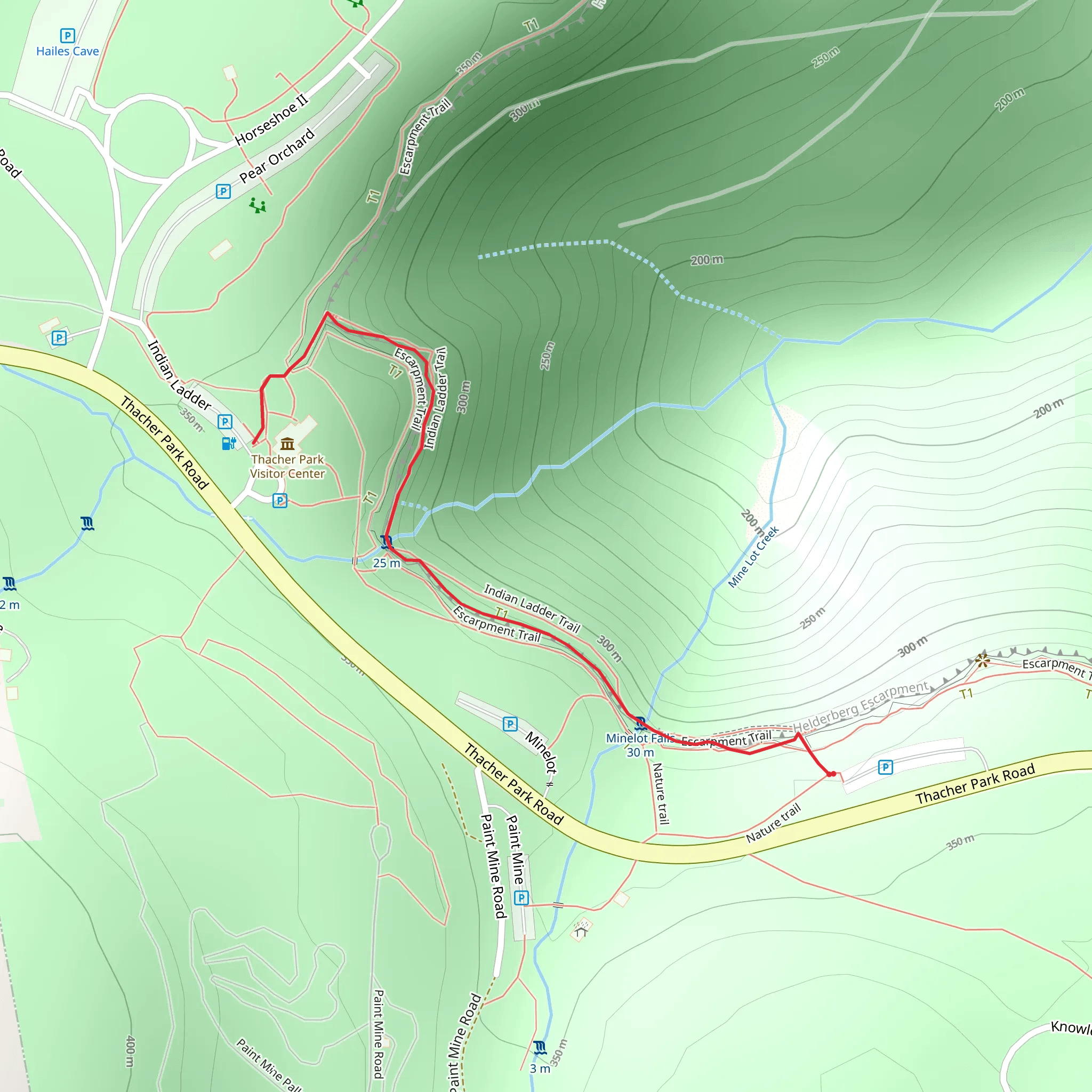 Mine Lot Creek via Escarpment Trail mobile static map