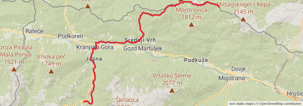 Alpe Adria Walk stage 25 Map