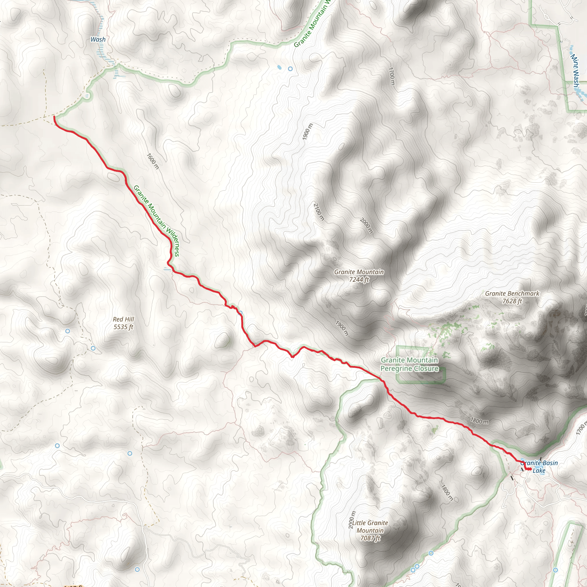 Cedar Springs via Granite Mountain Trail mobile static map