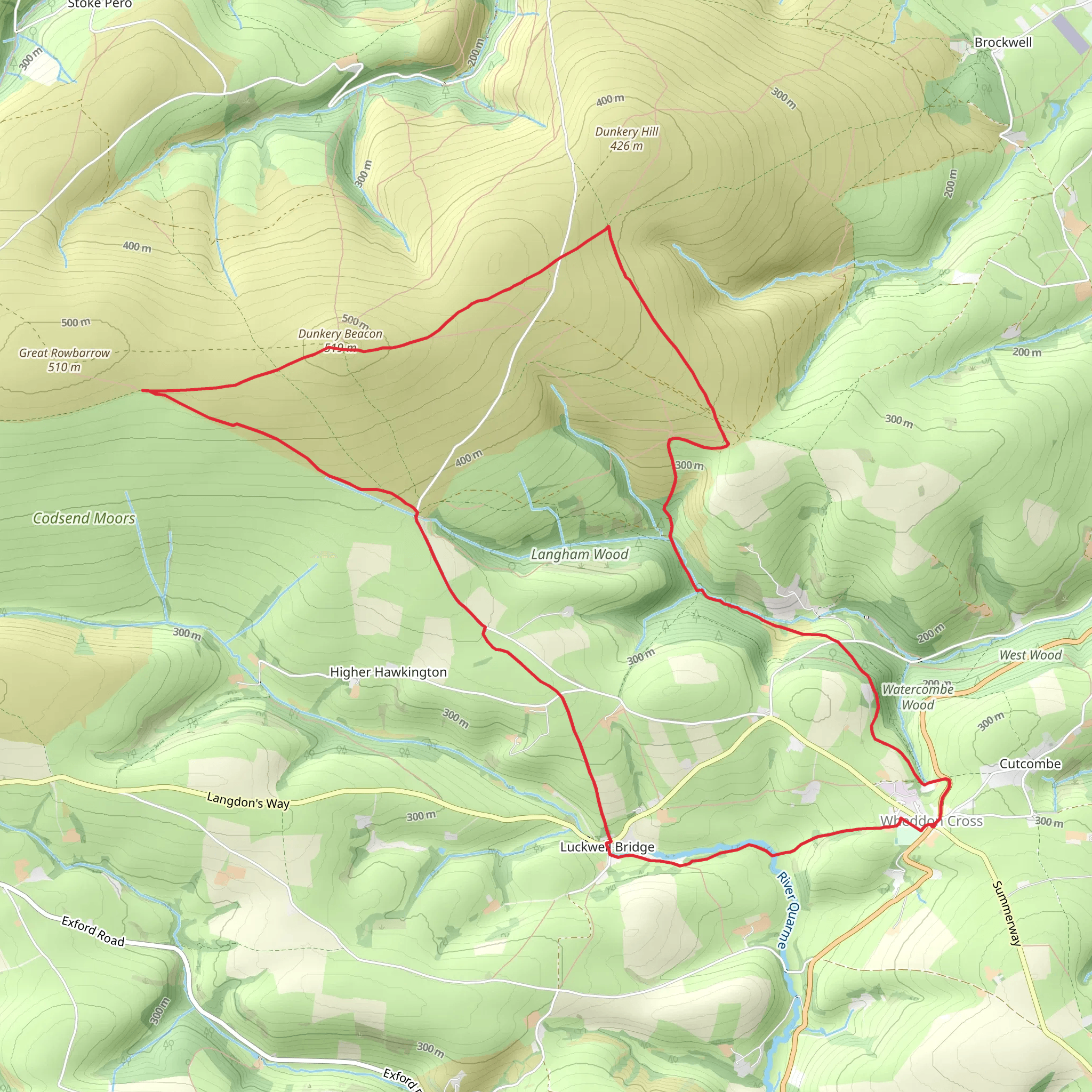 Dunkery Beacon from Wheddon Cross mobile static map