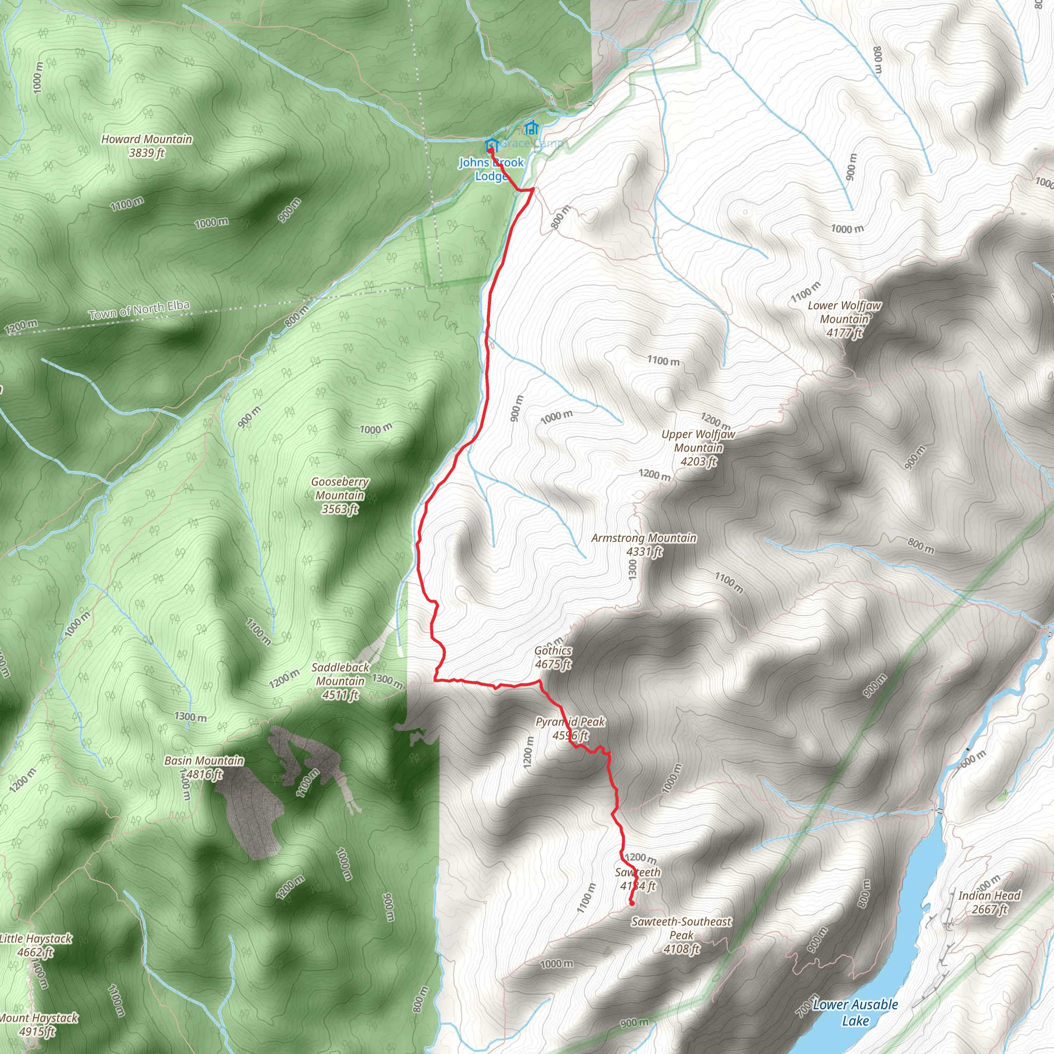 Sawteeth Southeast Peak and Pyramid Peak via Orebed Brook Trail mobile static map