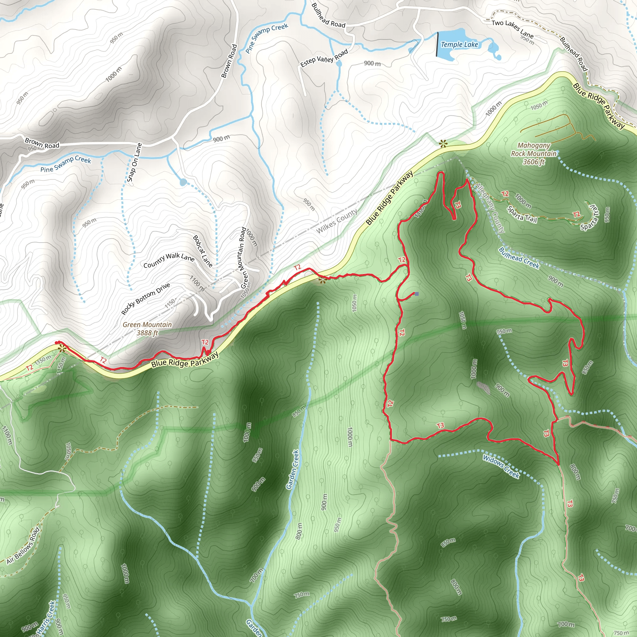 Scott Ridge and Mountains to Sea Loop Trail mobile static map