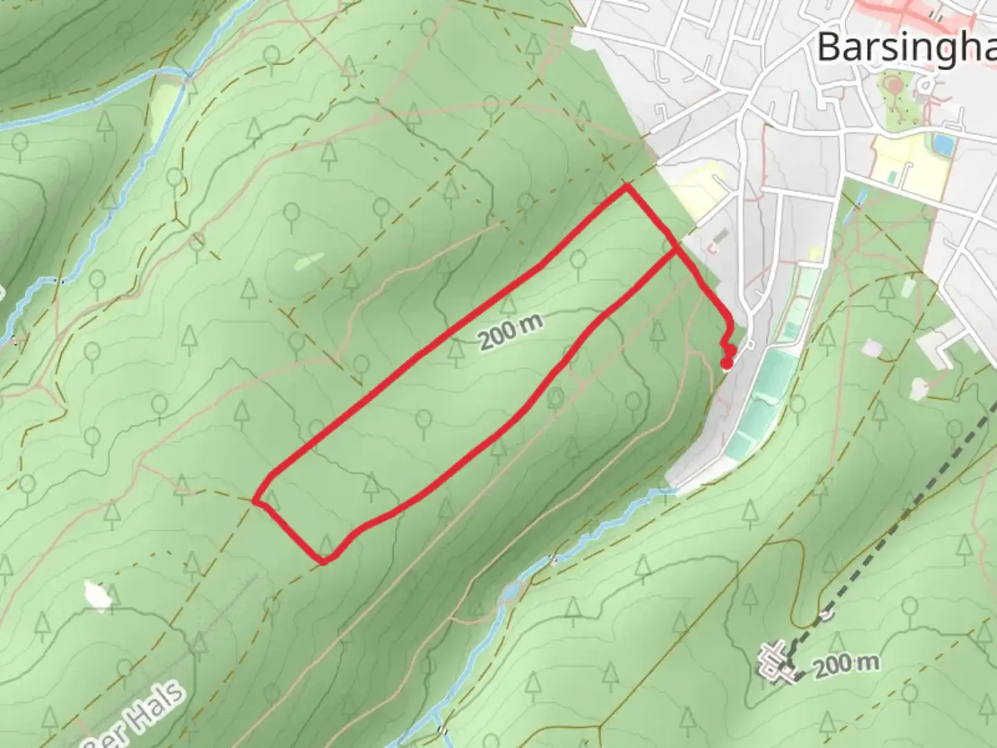 An image depicting the trail Bergmannsweg and Lauenauer Allee Loop and its surrounding area.
