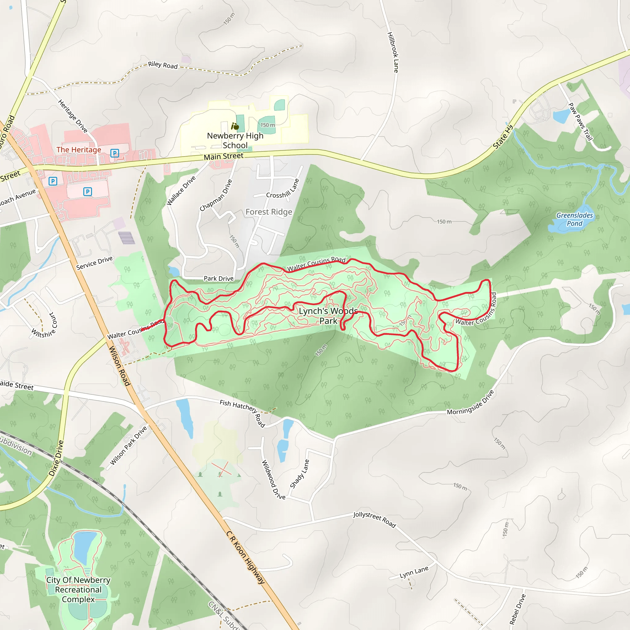 Lynch's Woods Park Loop mobile static map