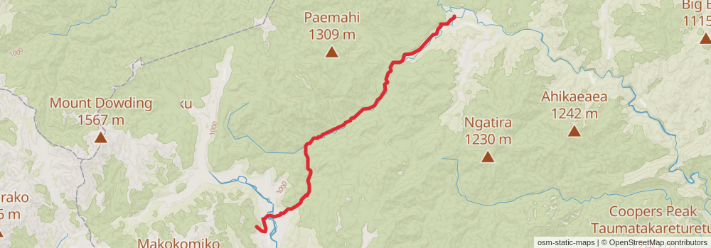 Clements Mill Road to Boyd Hut via Oamaru Hut stage 2 Map