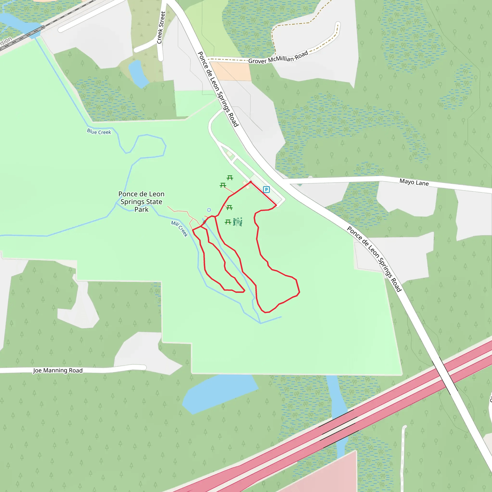 Ponce de Leon Springs State Park Loop mobile static map
