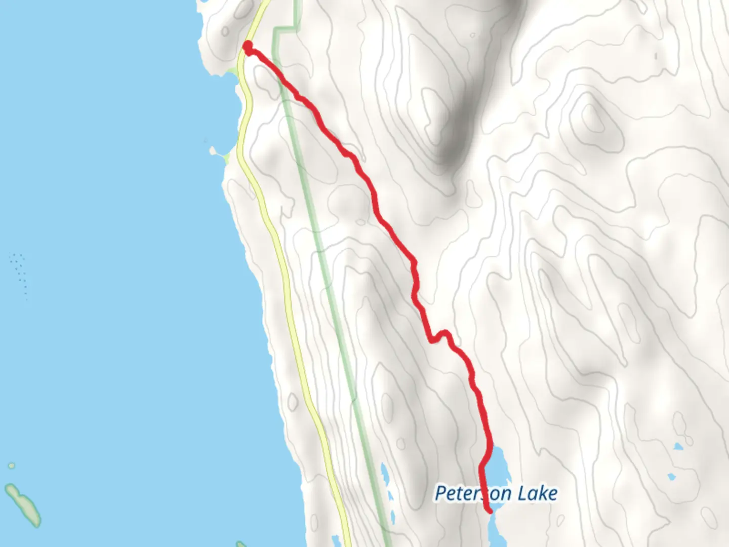 An image depicting the trail Peterson Creek - Peterson Lake Trail and its surrounding area.