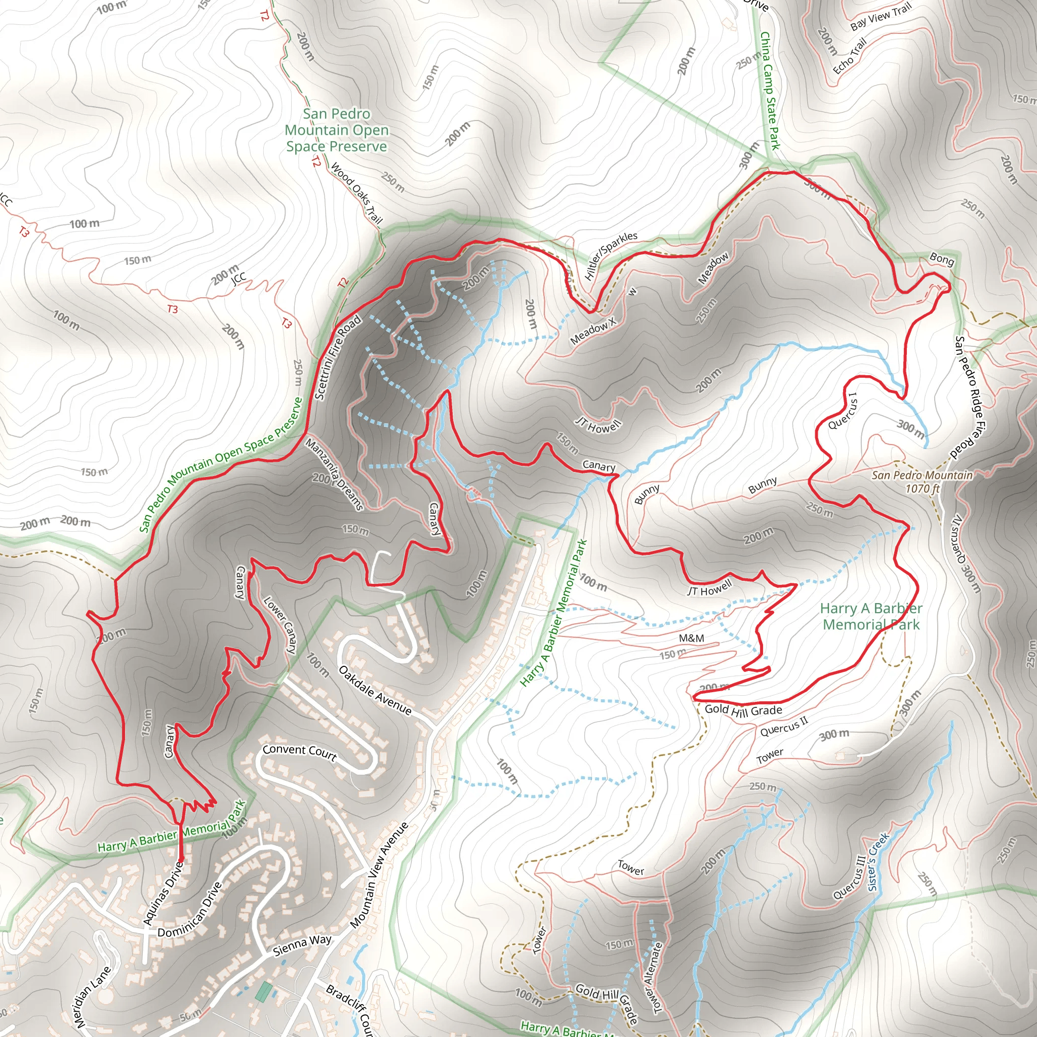 Quercus I and Canary Loop in Harry A Barbier Memorial Park mobile static map