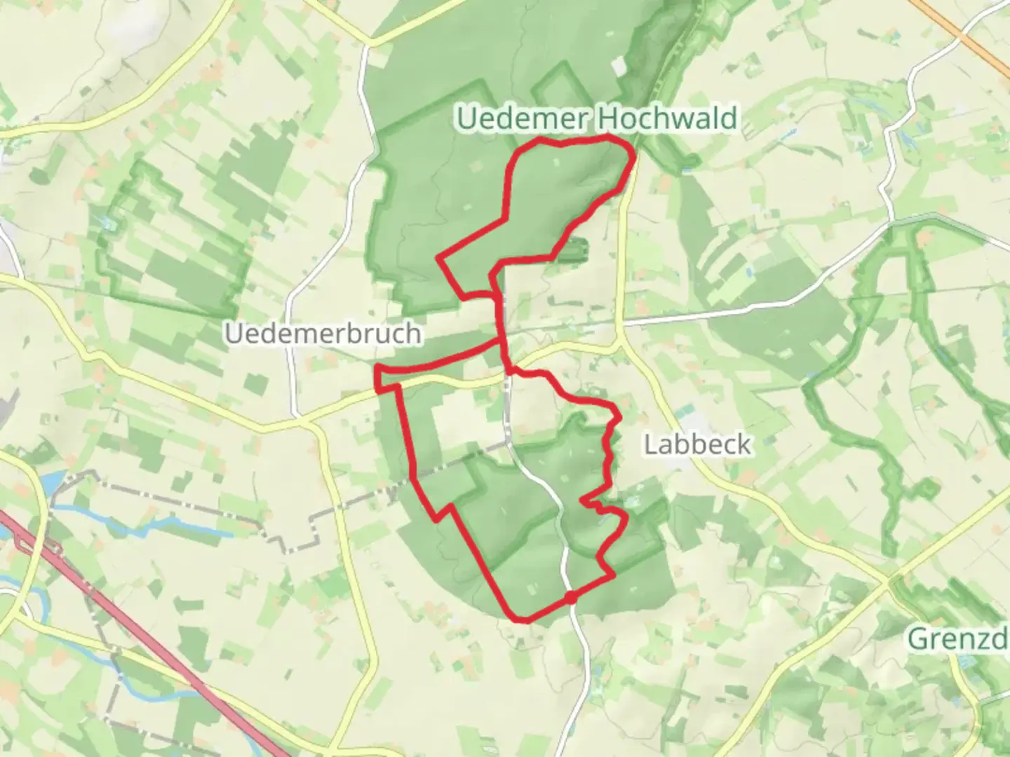 An image depicting the trail Nordlicher Tuschenwald Loop and its surrounding area.