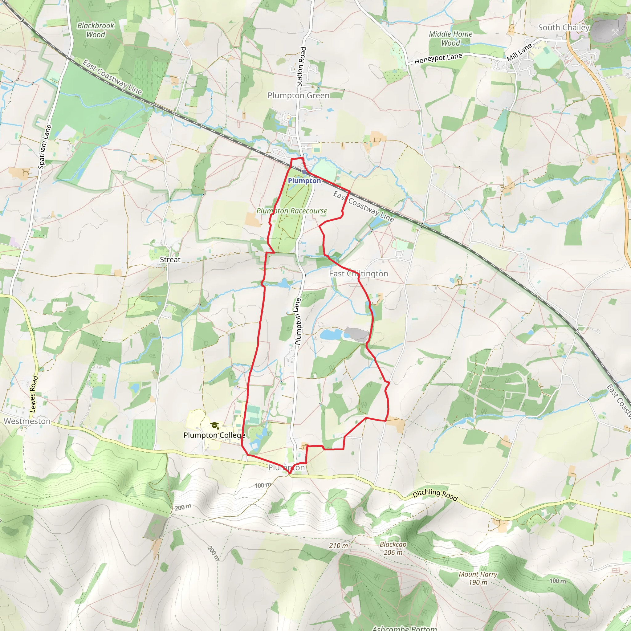 Plumpton Circular Walk mobile static map