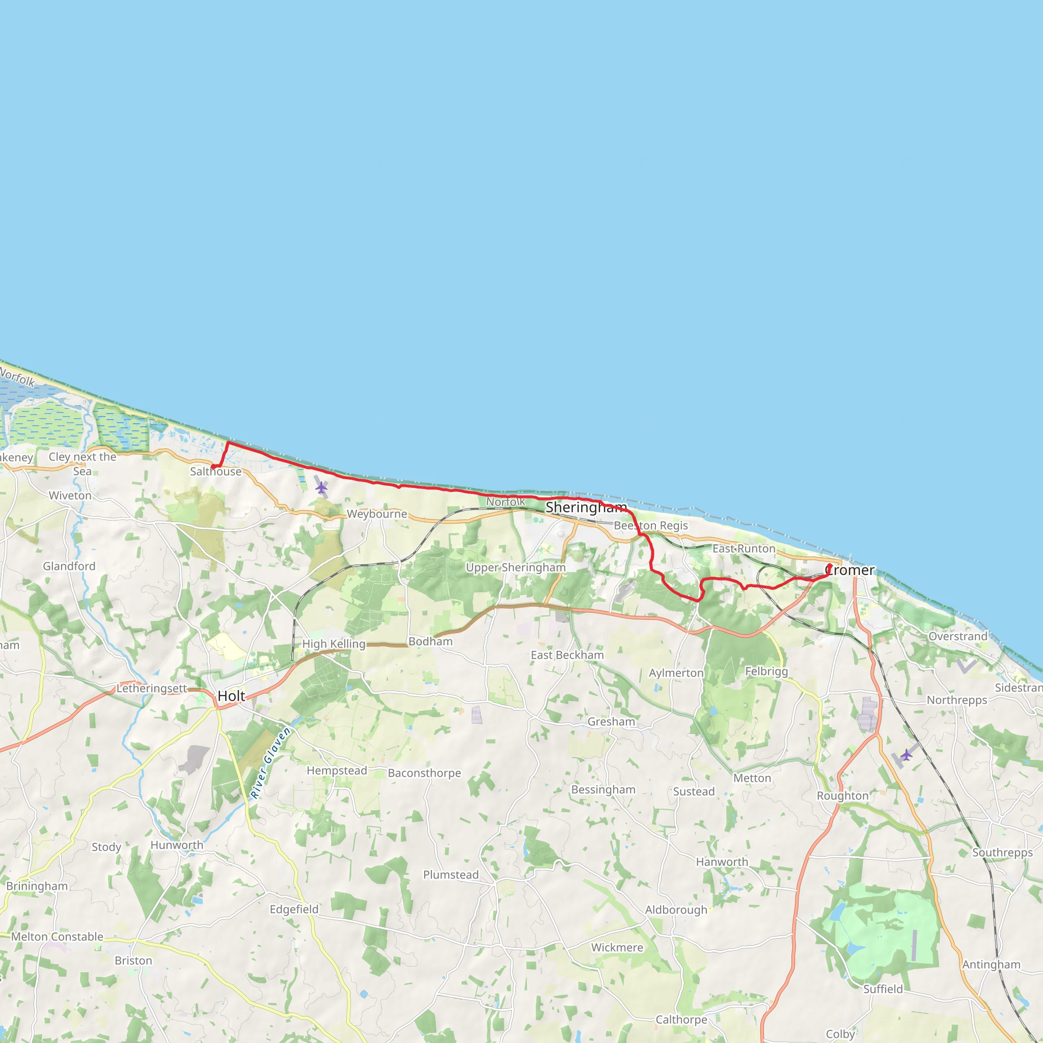 Salthouse to Cromer Walk mobile static map