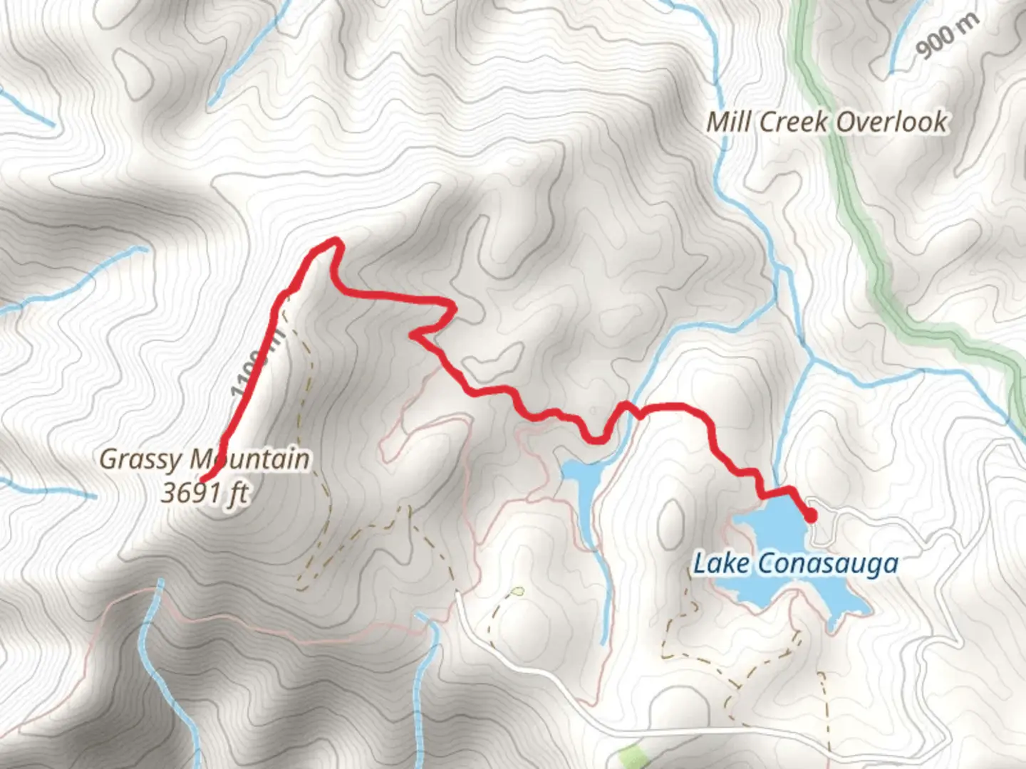 An image depicting the trail Grassy Mountain Tower and its surrounding area.