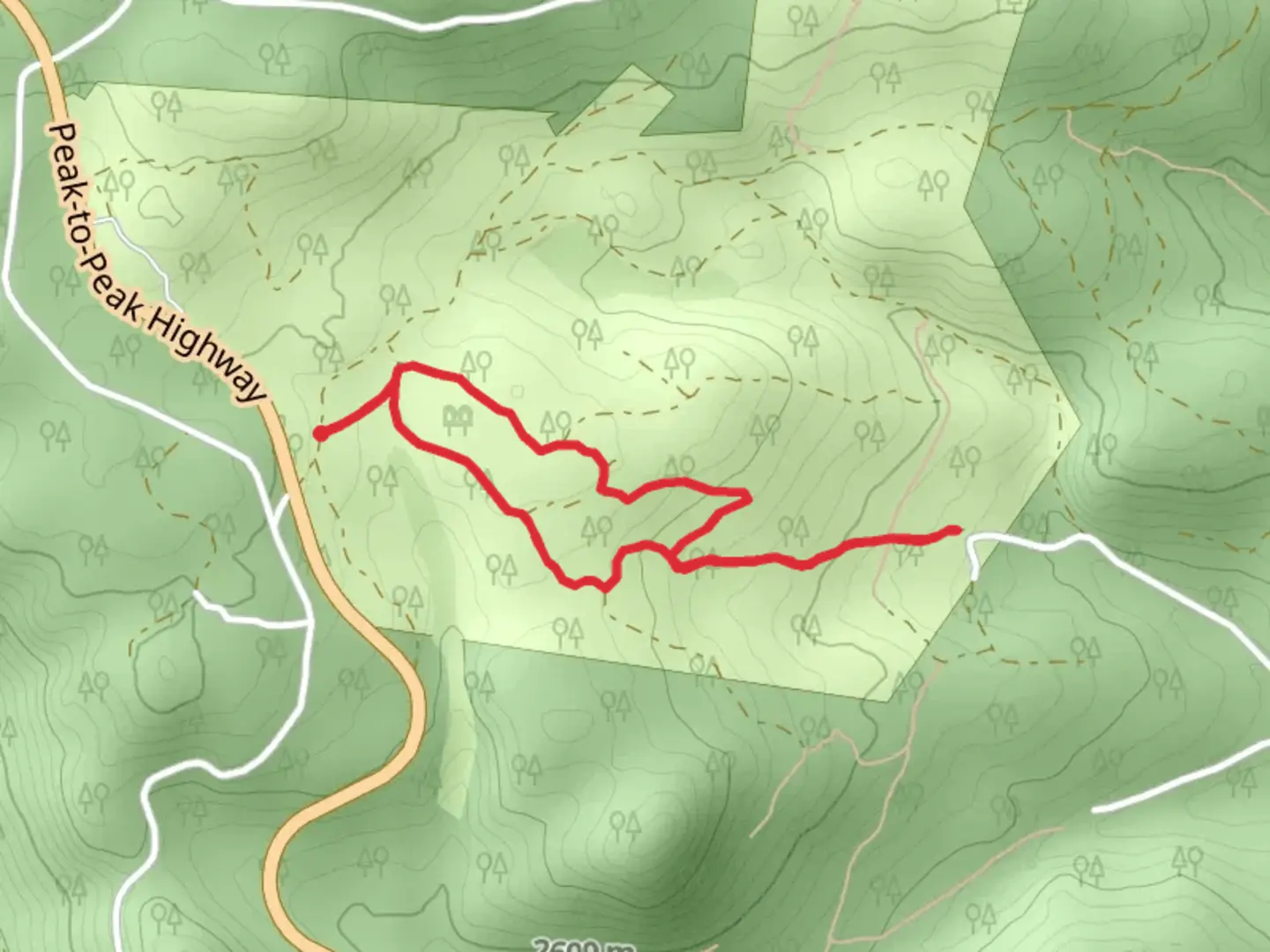An image depicting the trail Matchless Spur Loop and its surrounding area.