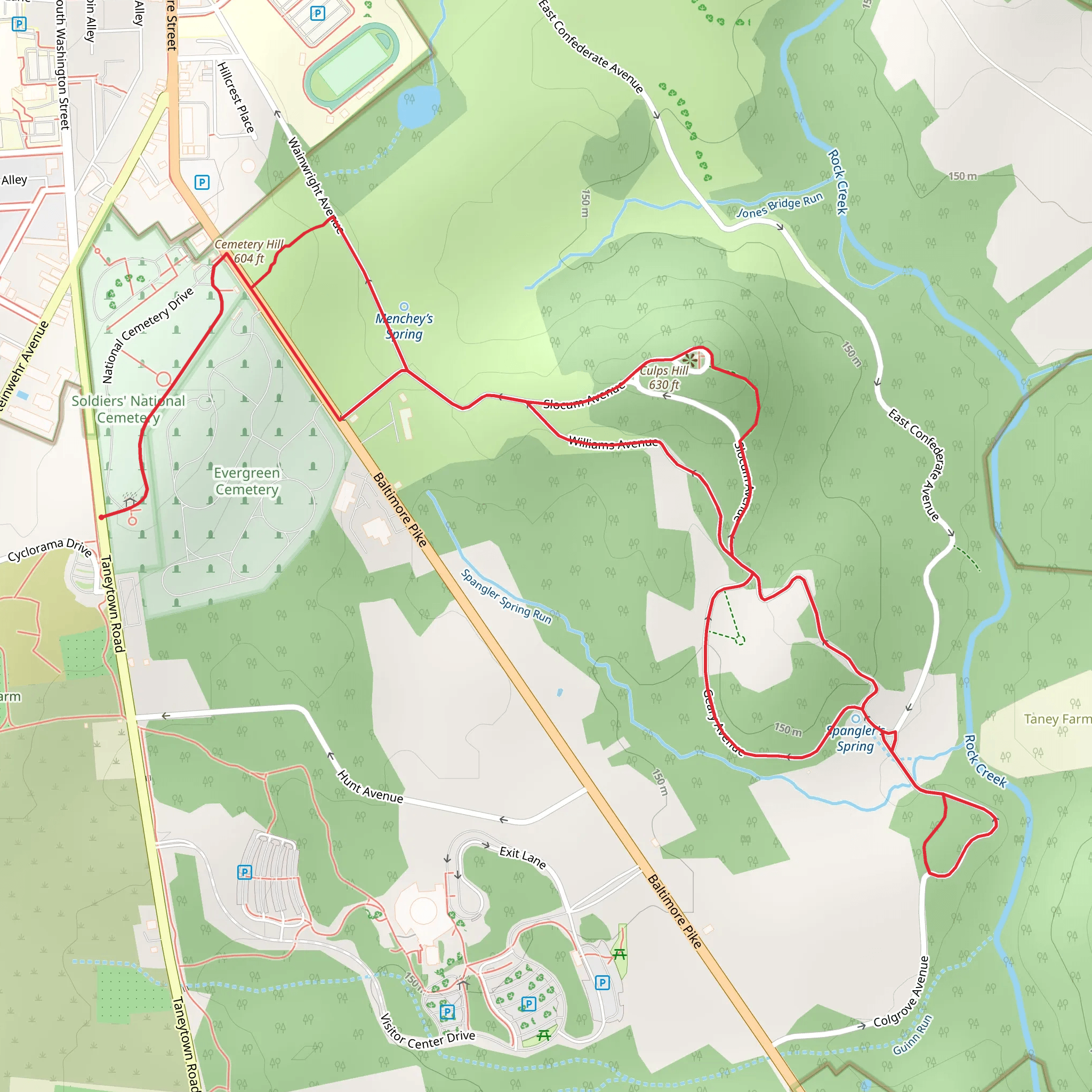 Culps Hill and Pardee Field Loop Trail mobile static map