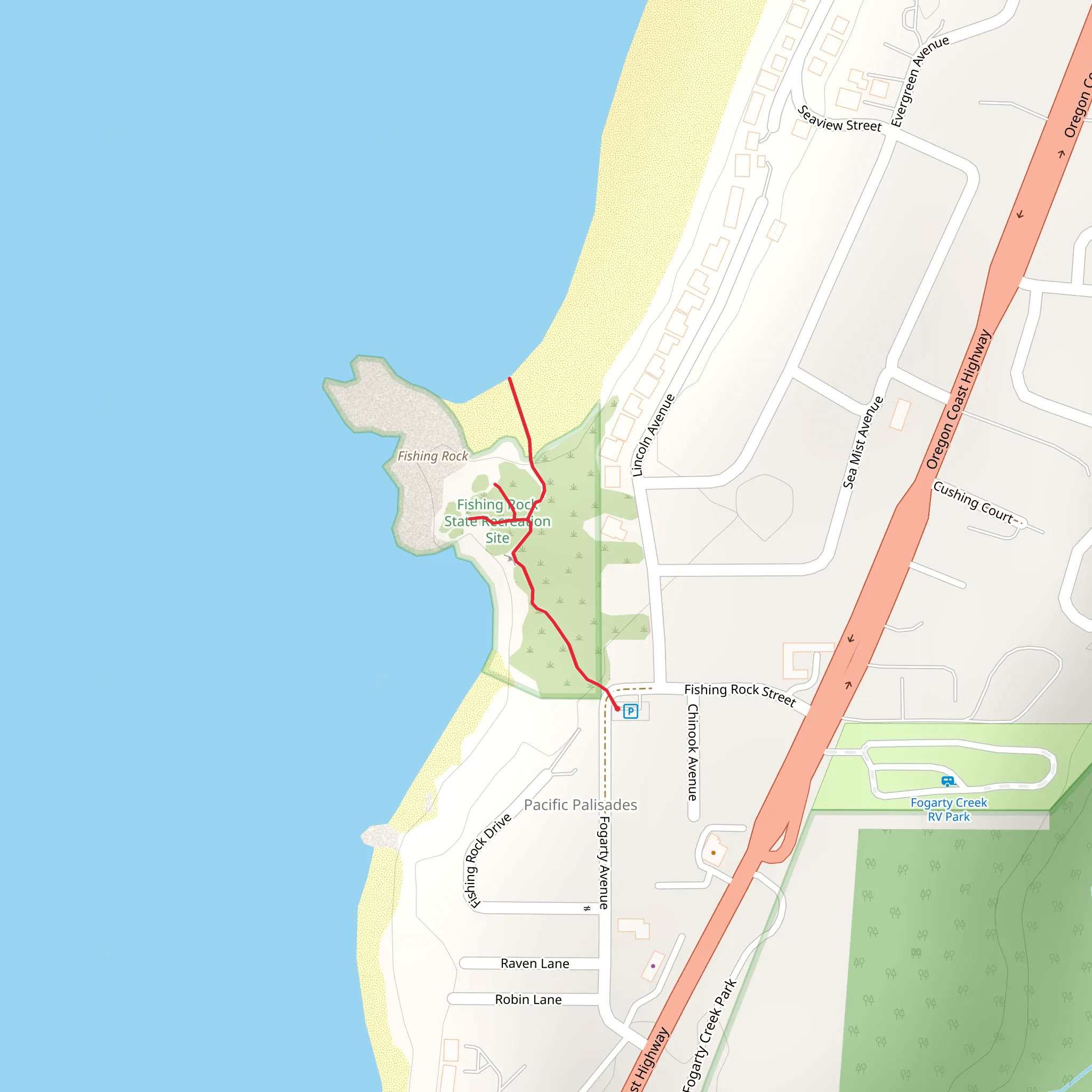 Fishing Rock - Oregon Coast Trail mobile static map