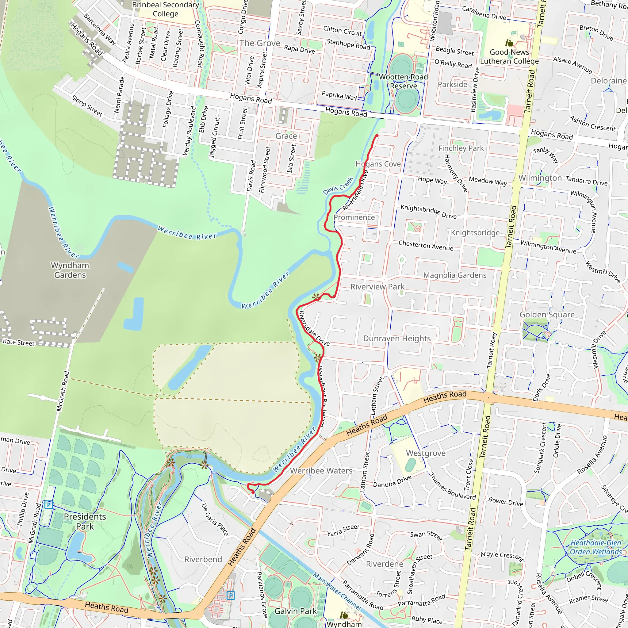 Riverbend Park to Davis Creek - Tarneit Walk mobile static map