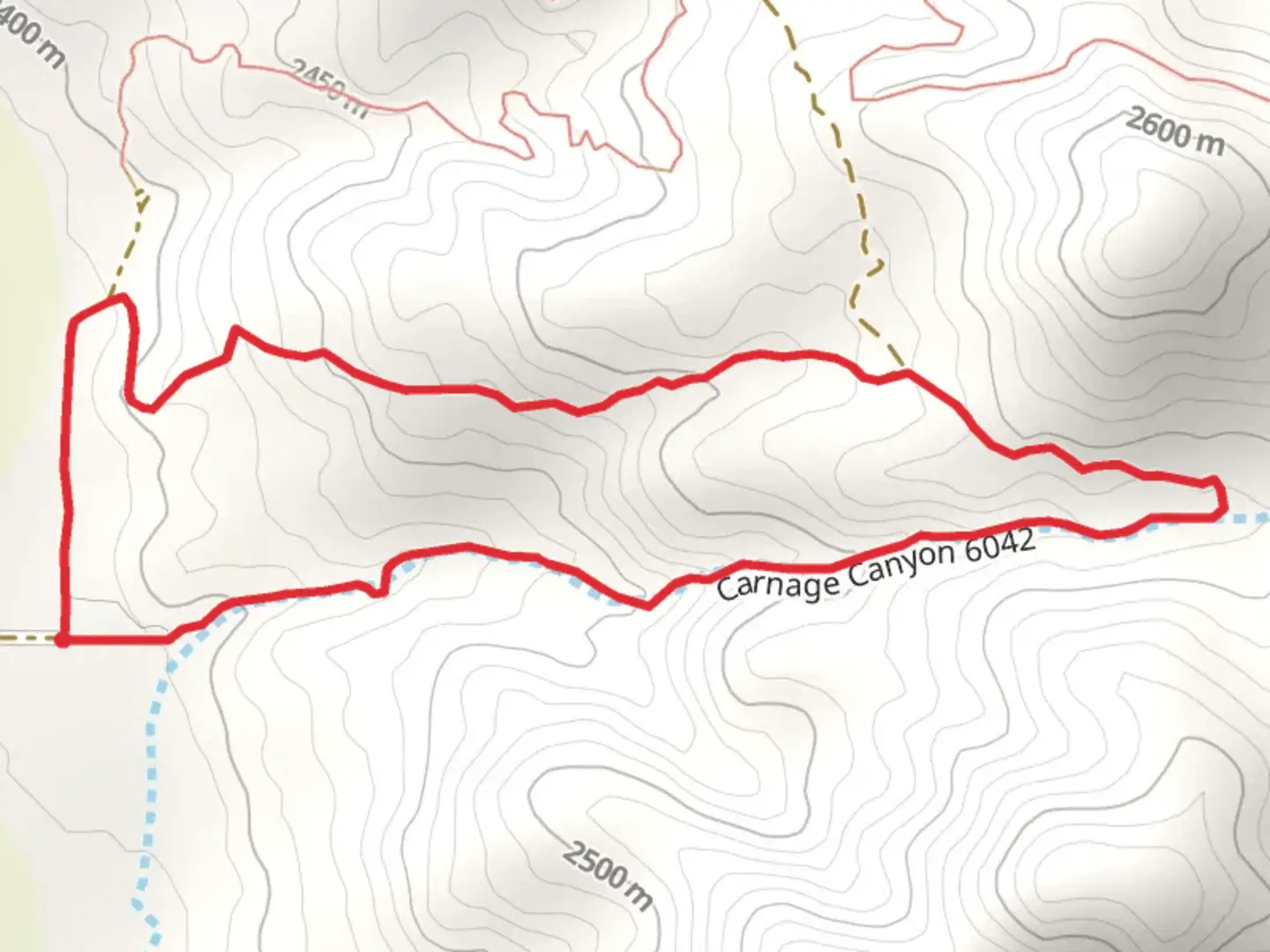 An image depicting the trail Yansing Gulch - Carnage Canyon Loop Trail and its surrounding area.
