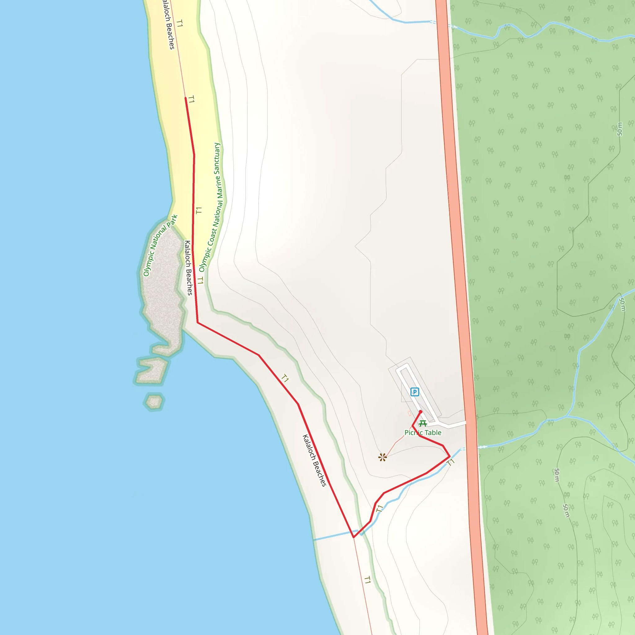 Kalaloch Beaches Walk - Short mobile static map