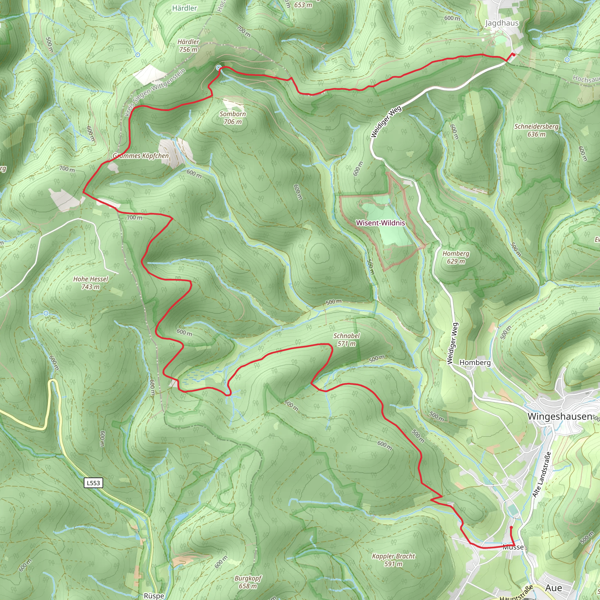 Jagdhaus to Musse Walk mobile static map