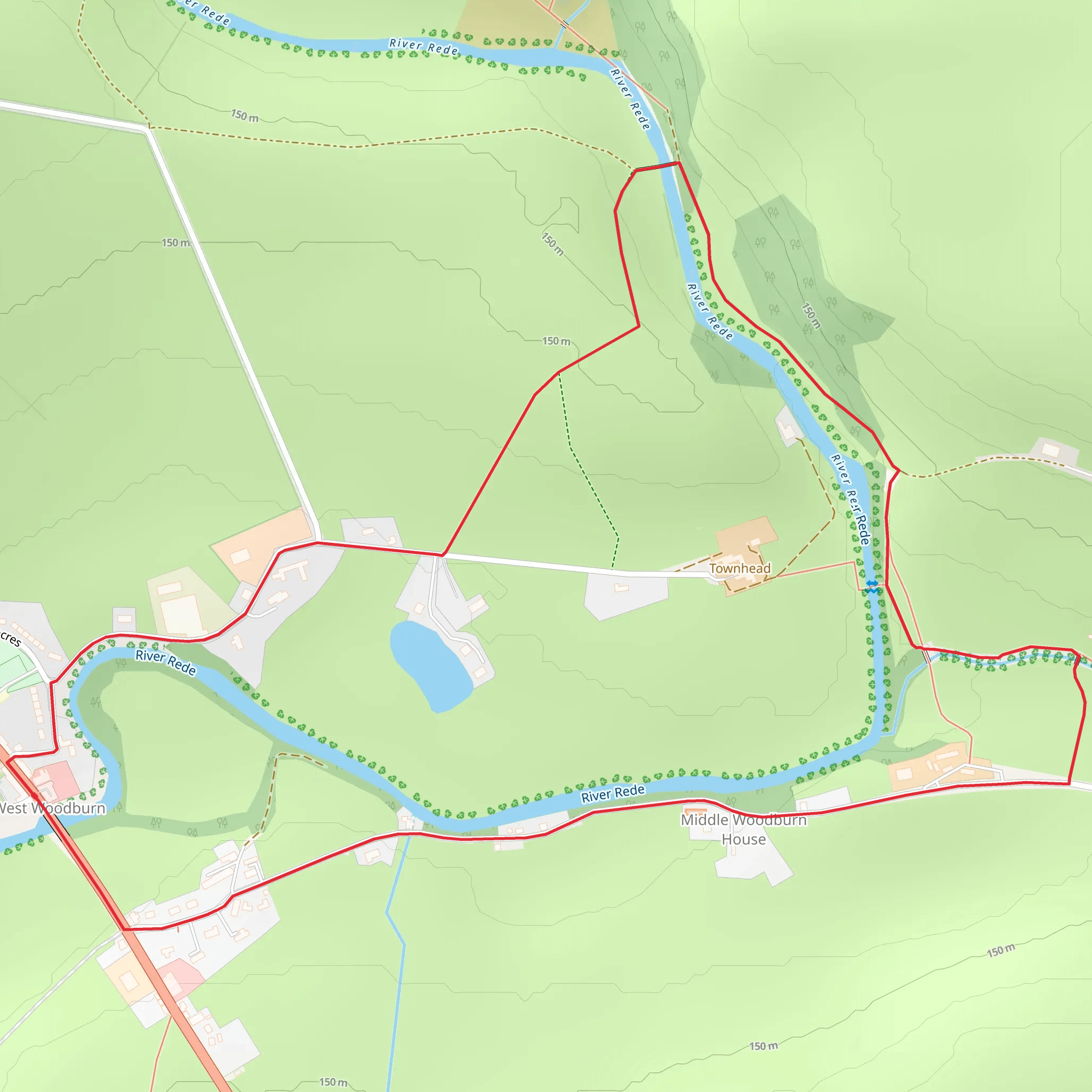 River Rede Loop - West Woodburn mobile static map
