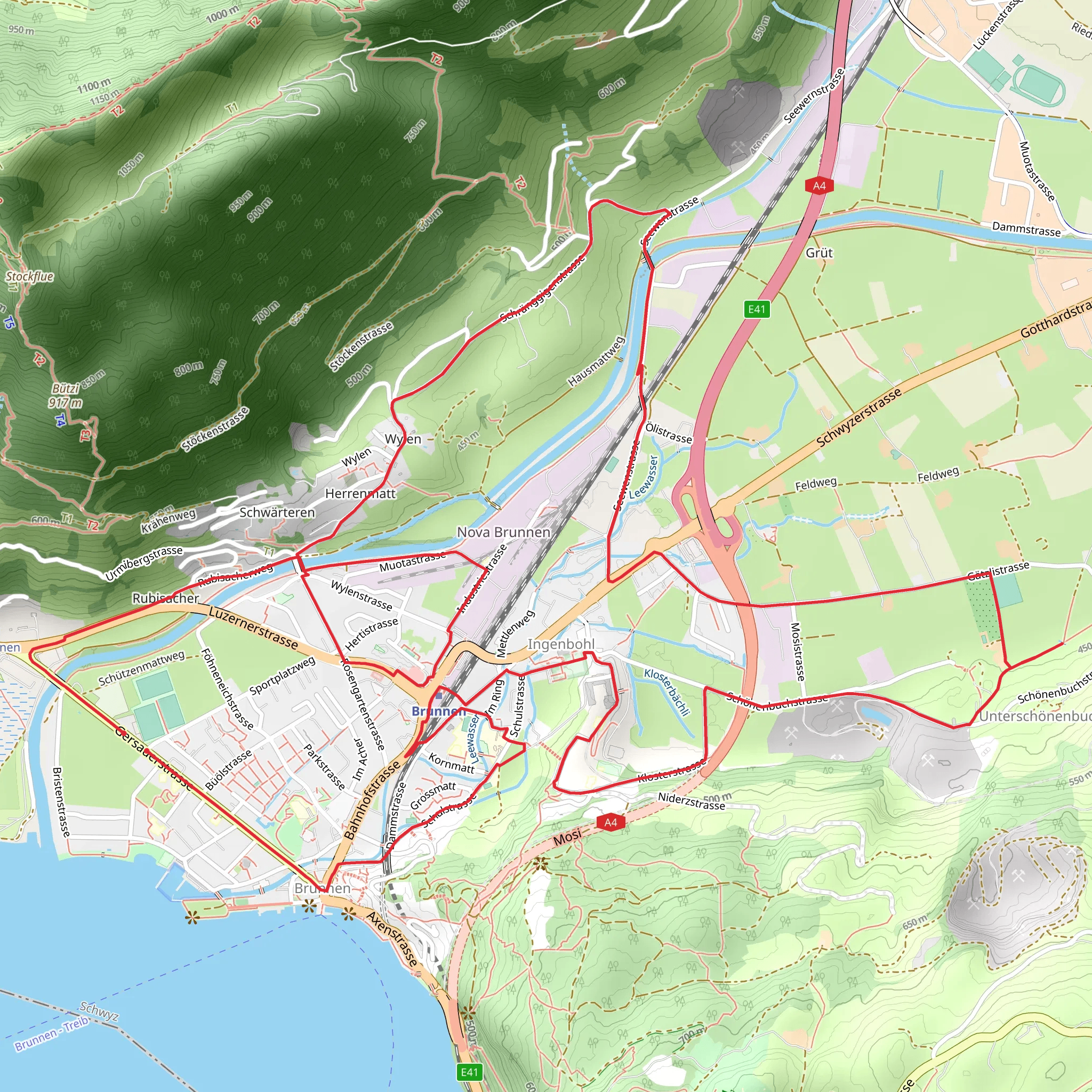 Grosser Kulturweg Ingenbohl - Brunnen mobile static map