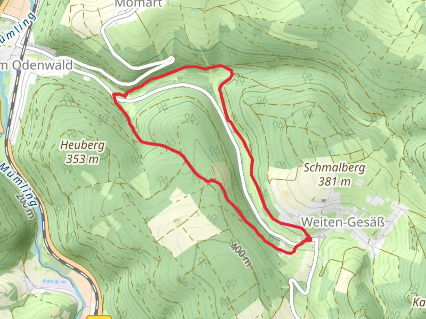 An image depicting the trail Heubergweg and its surrounding area.