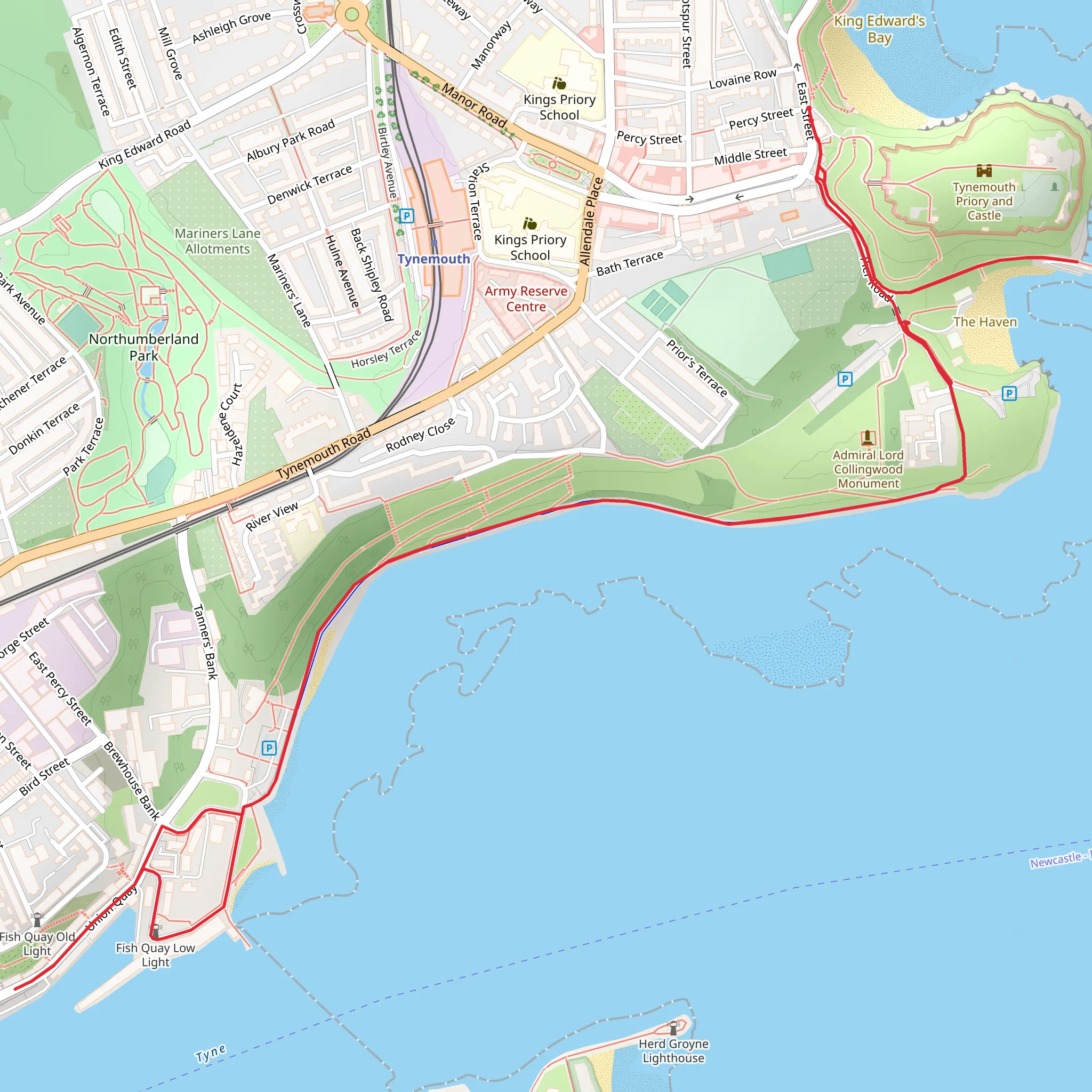 Tynemouth and North Shields mobile static map