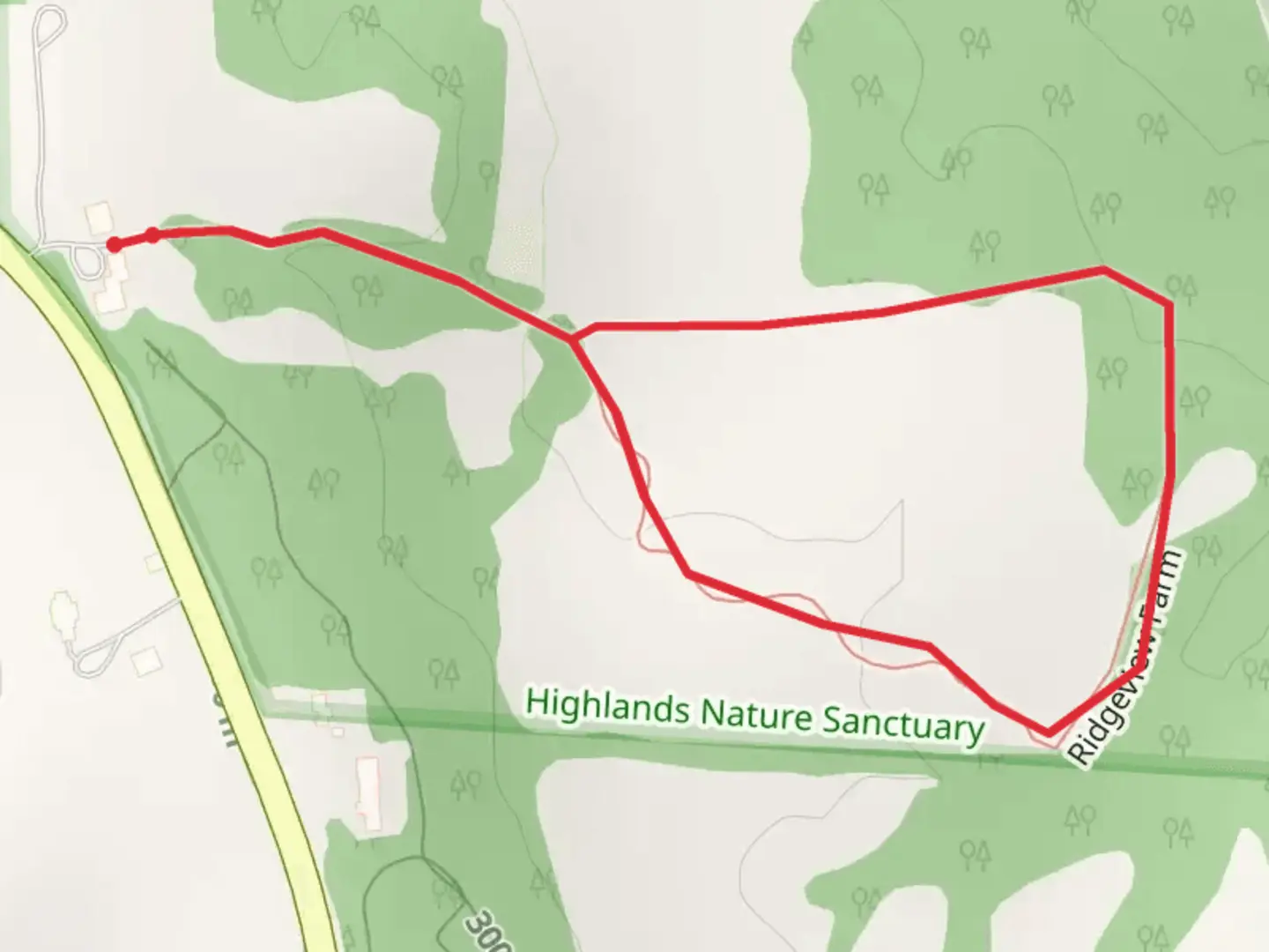 An image depicting the trail Ridgeview Farm Loop and its surrounding area.