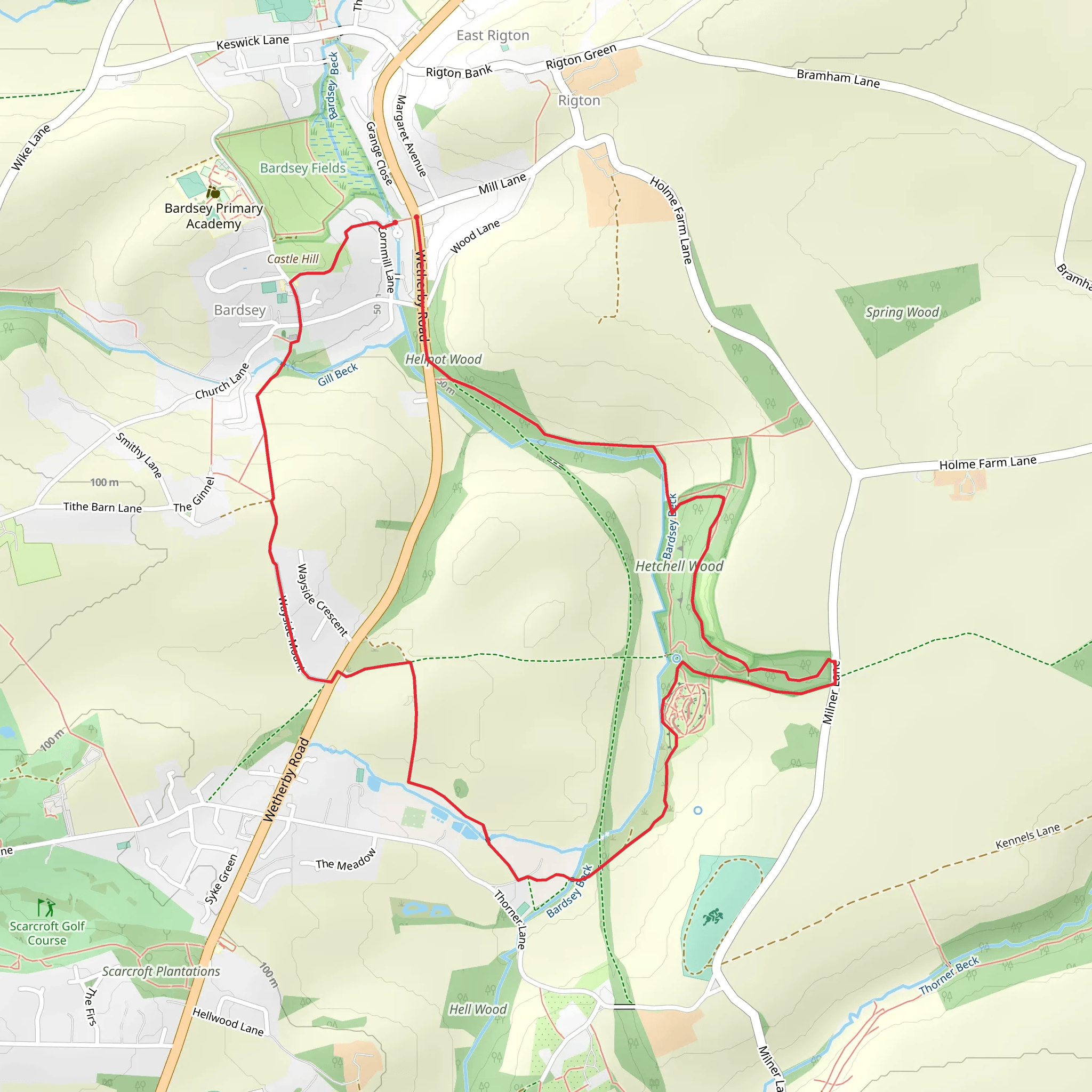 Hetchell Woods Loop mobile static map