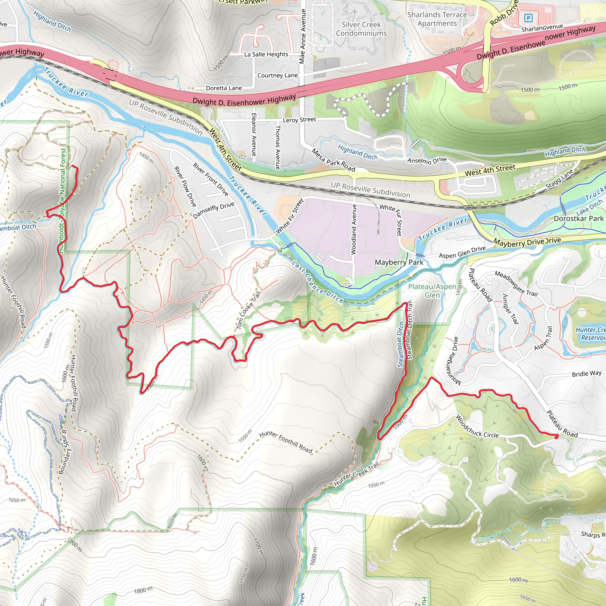 Steamboat Ditch Trail - Woodchuck Circle mobile static map