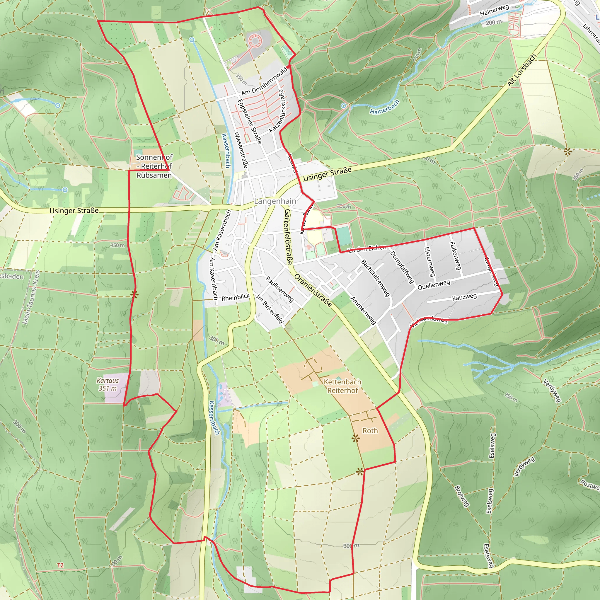 Bahai Temple, Kartaus and Blick in die Ebene Loop via Panoramaweg Langenhain mobile static map