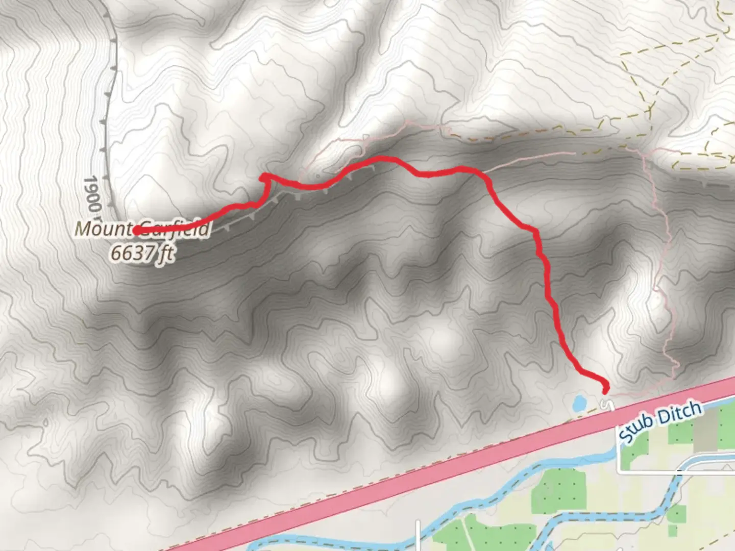 An image depicting the trail Mount Garfield and its surrounding area.