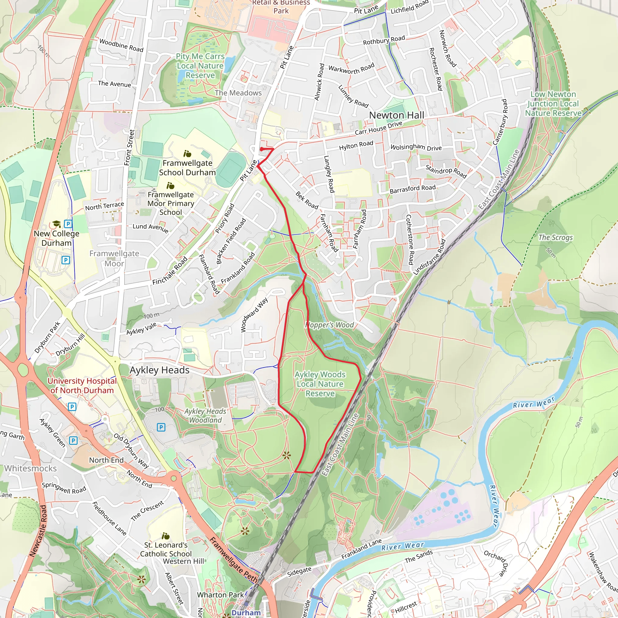 Aykley Wood Nature Reserve mobile static map